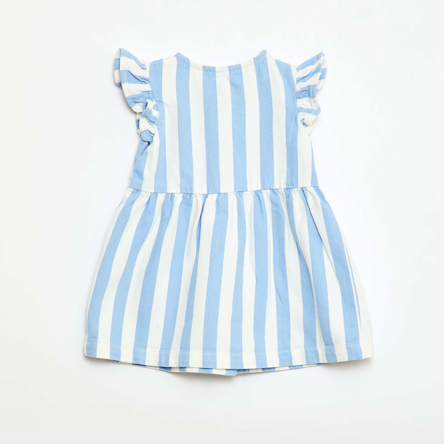 Robe en twill rayée à manches courtes BLEU