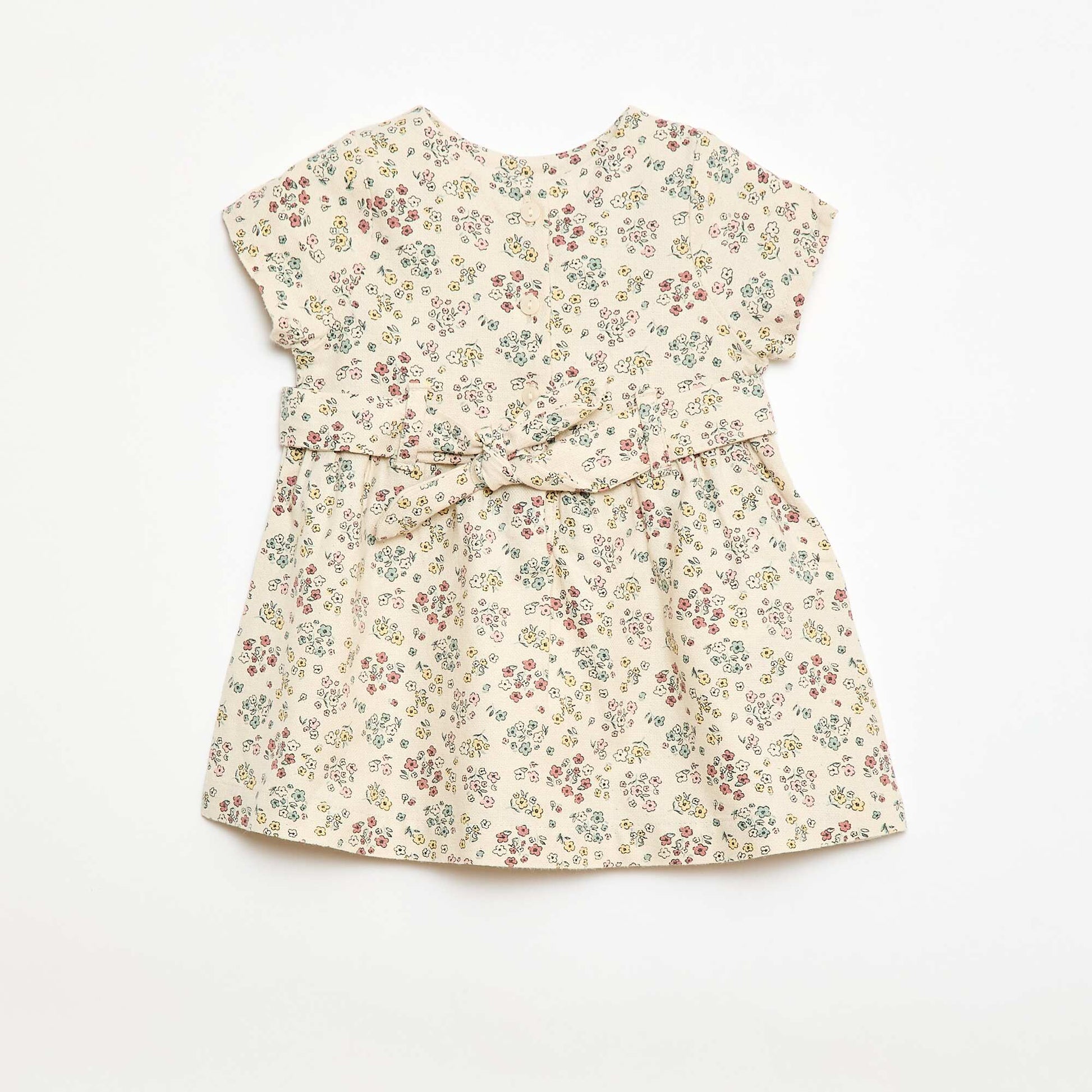 Robe en lin mélangé avec ceinture BLANC