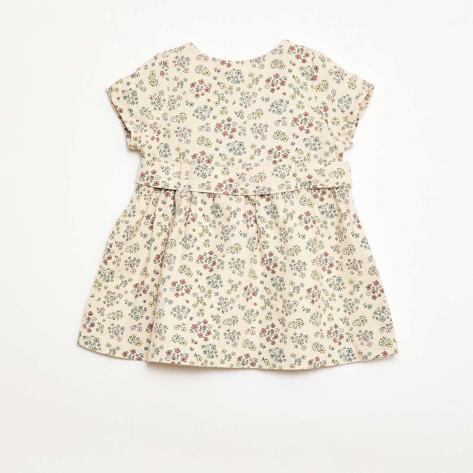 Robe en lin mélangé avec ceinture BLANC