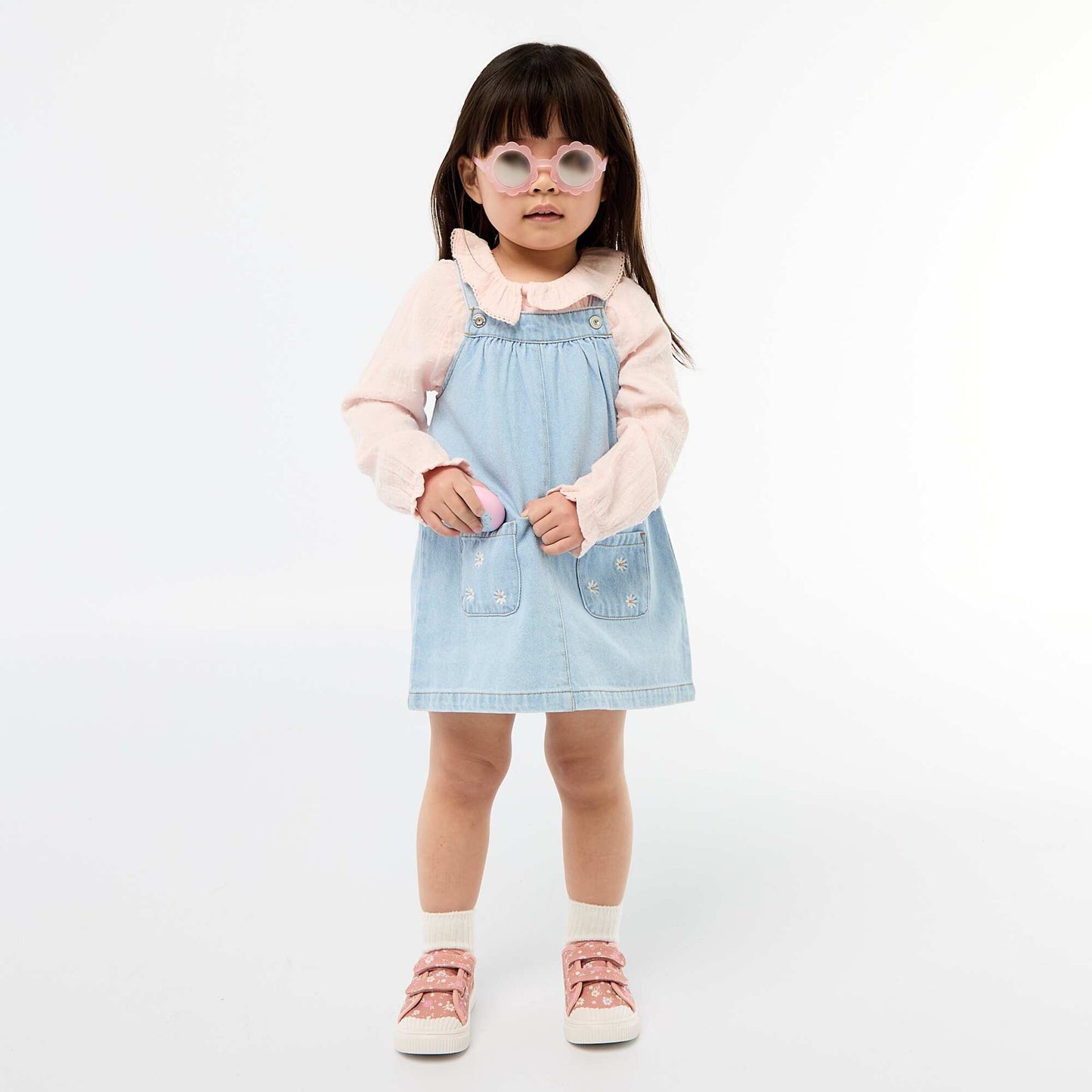 Robe salopette avec 2 poches plaquées devant BLEU