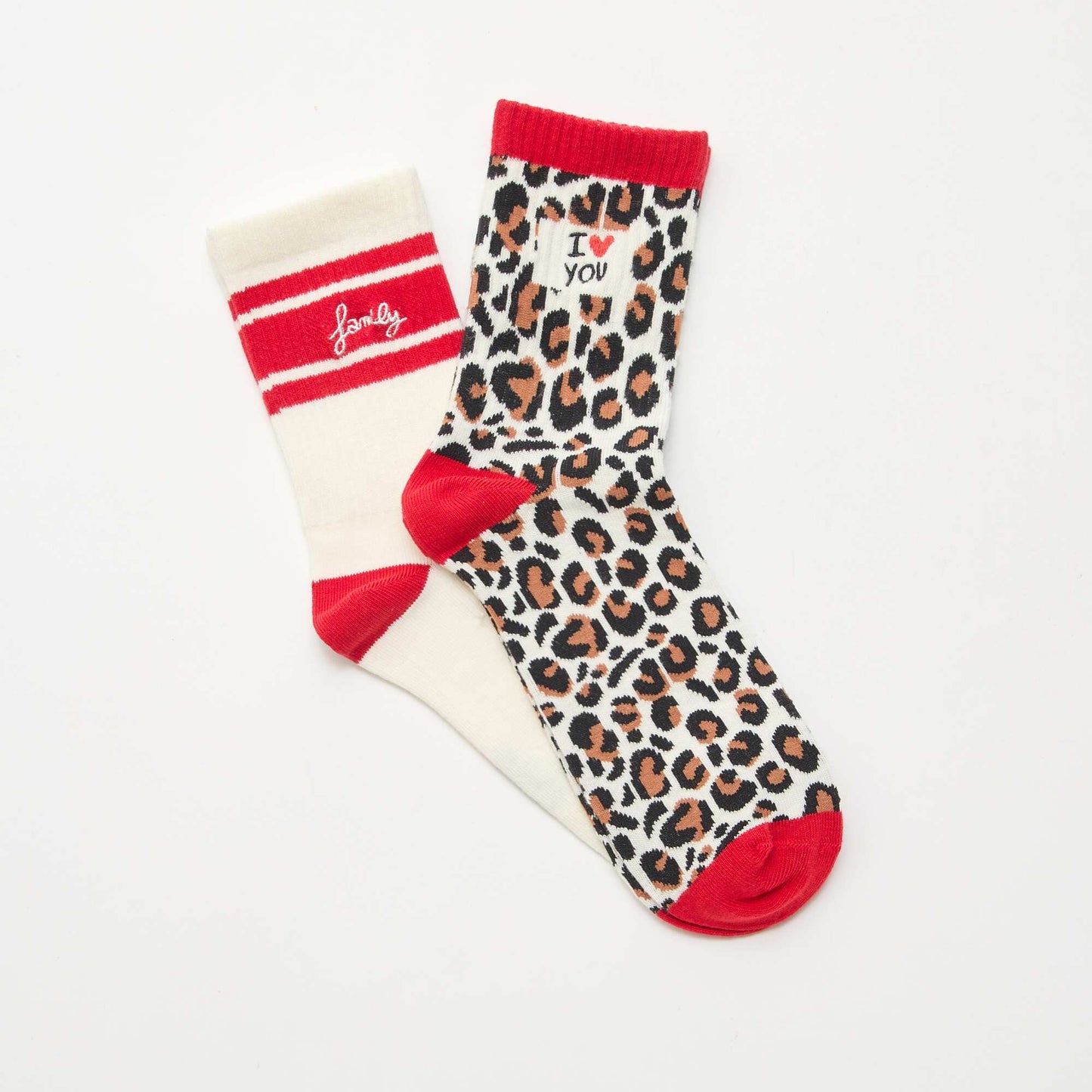 Lot de 2 chaussettes fantaisie - Saint-Valentin BLANC