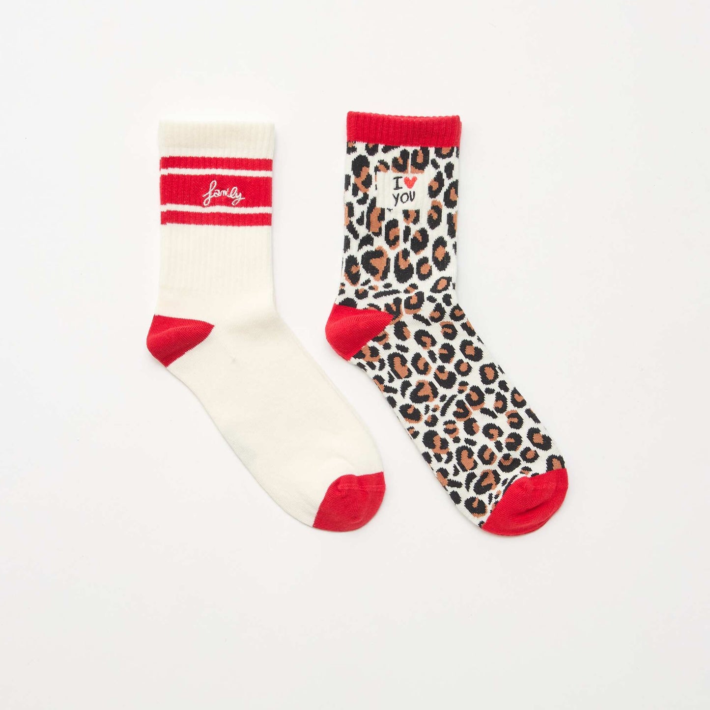Lot de 2 chaussettes fantaisie - Saint-Valentin BLANC