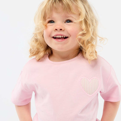 T-shirt en jersey de coton à patch cœur ROSE