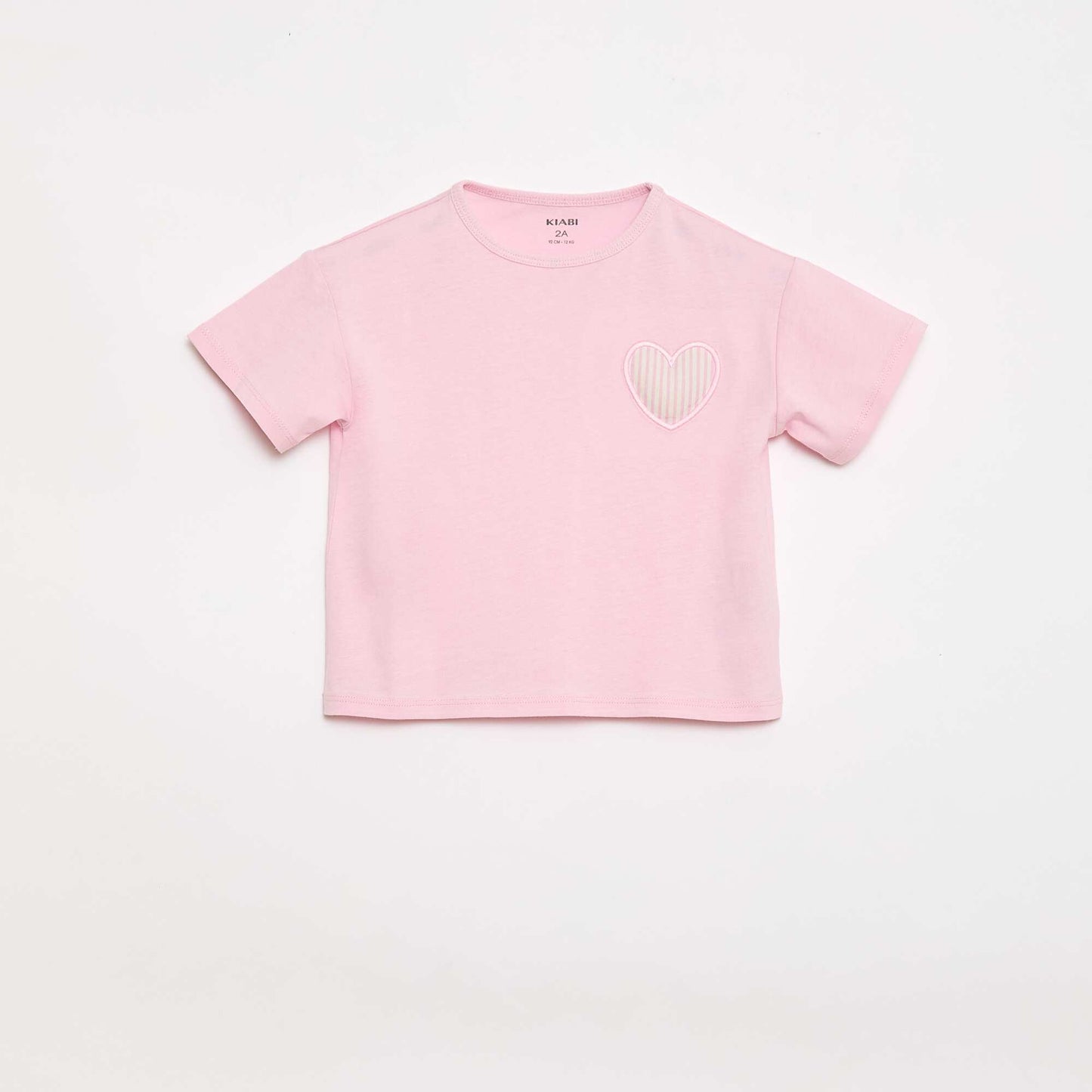 T-shirt en jersey de coton à patch cœur ROSE