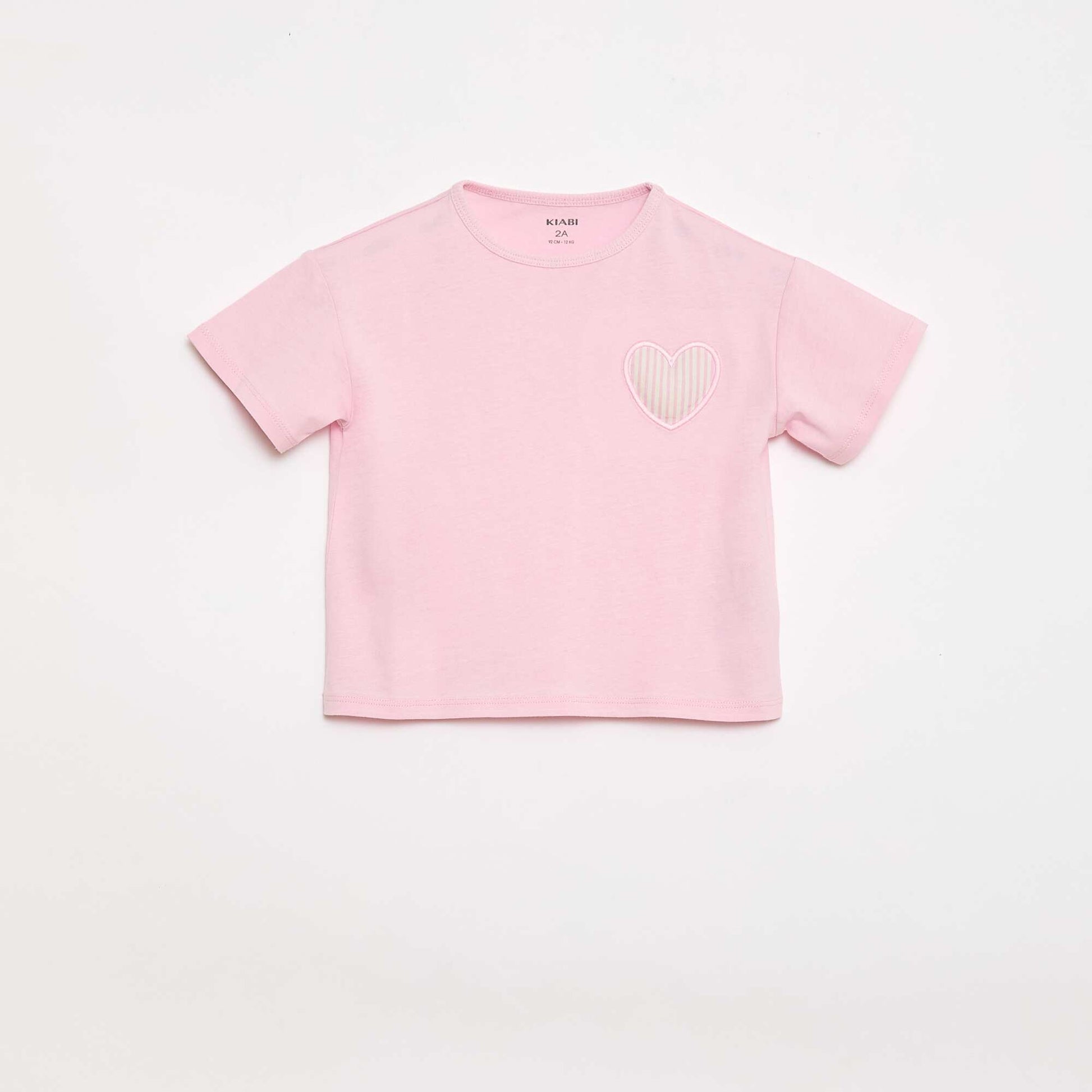 T-shirt en jersey de coton à patch cœur ROSE