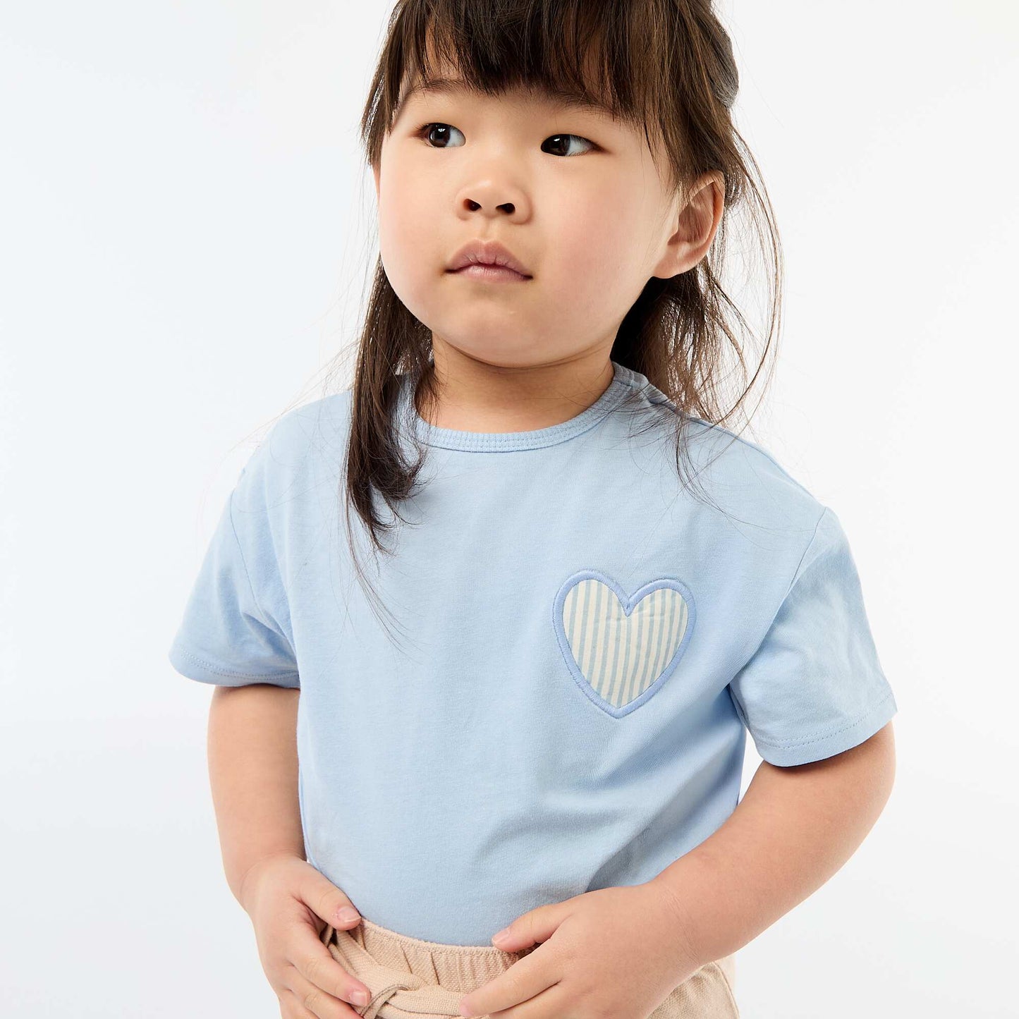 T-shirt en jersey de coton à patch cœur BLEU