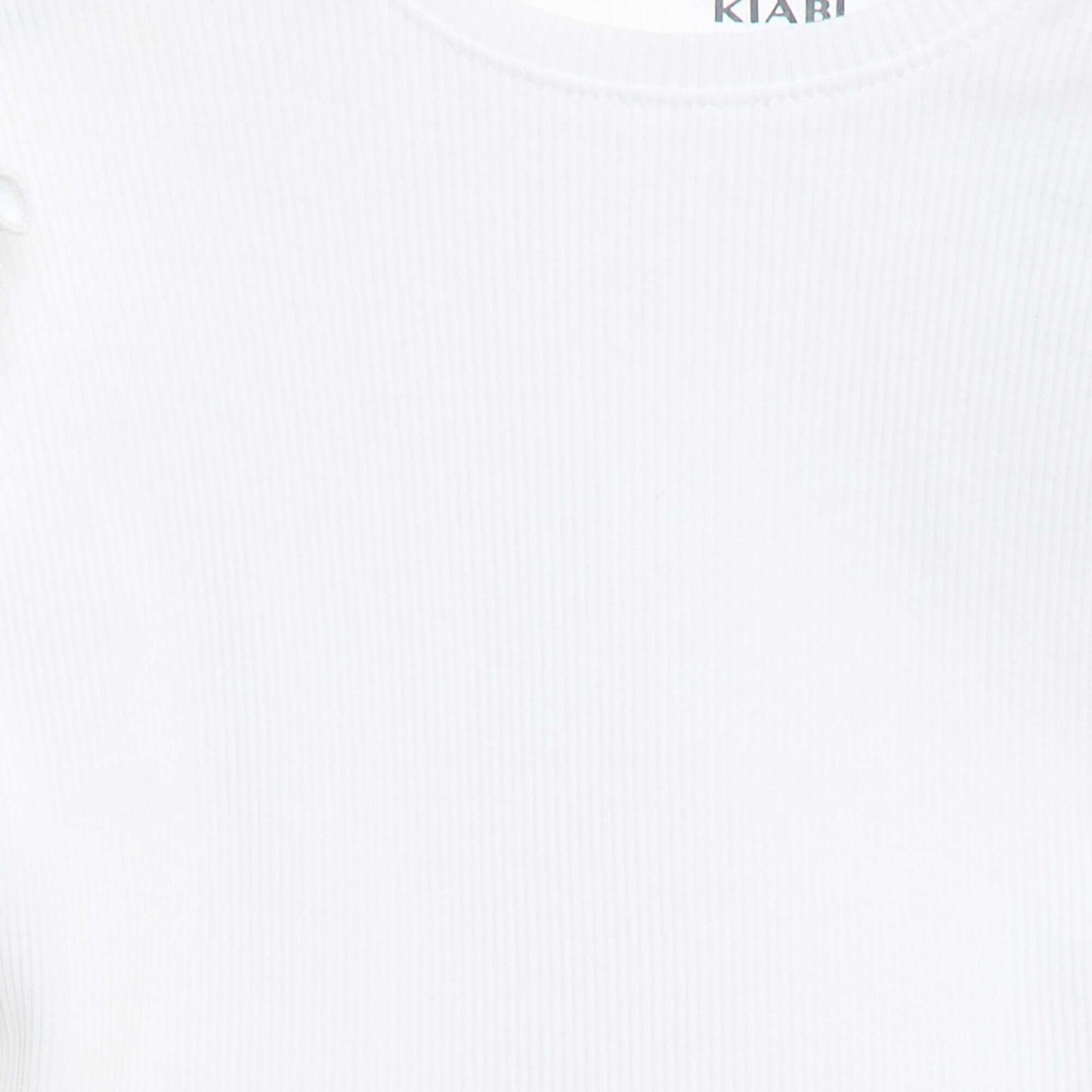 T-shirt côtelé à manches courtes volantées BLANC
