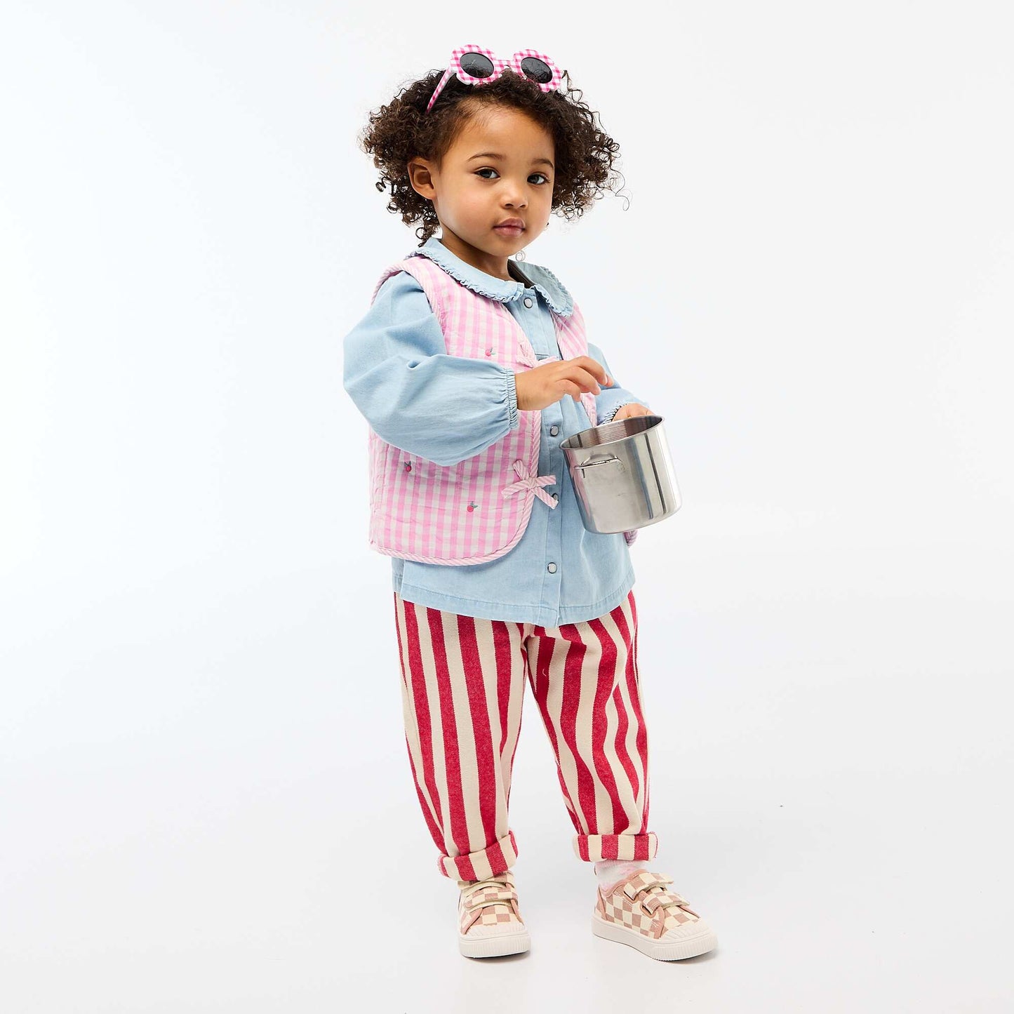 Gilet sans manches réversible en popeline ROSE