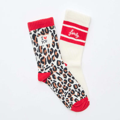 Lot 2 paires de chaussettes - Saint-Valentin BLANC/ROUGE