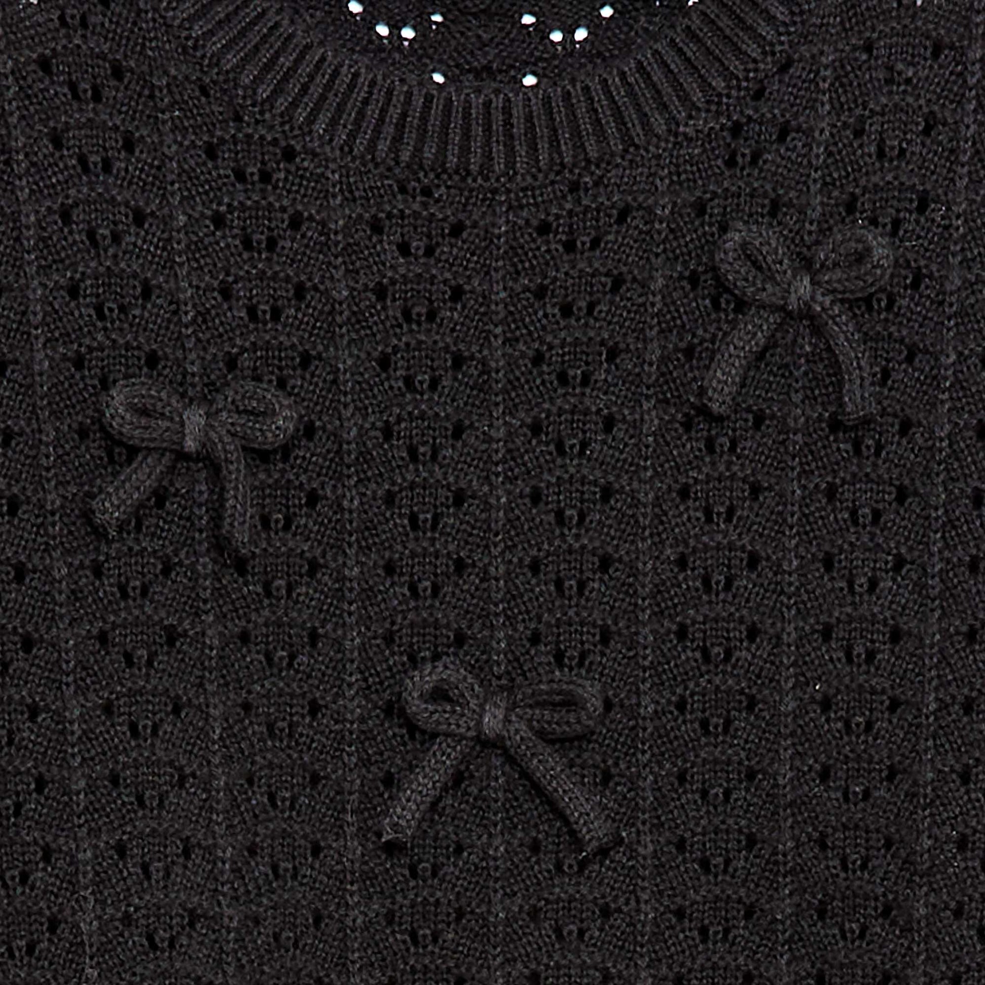 Pull en crochet à manches courtes NOIR