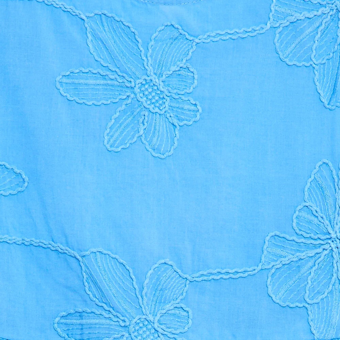 Blouse sans manches avec broderies fleuries BLEU