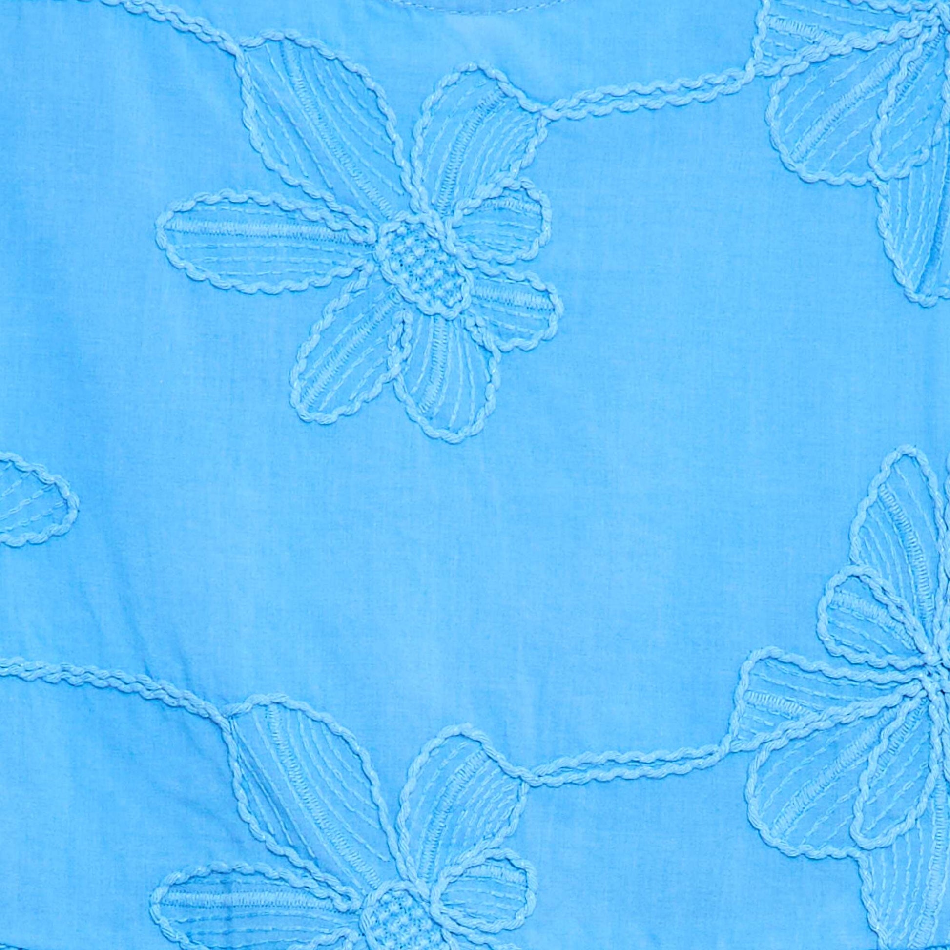 Blouse sans manches avec broderies fleuries BLEU