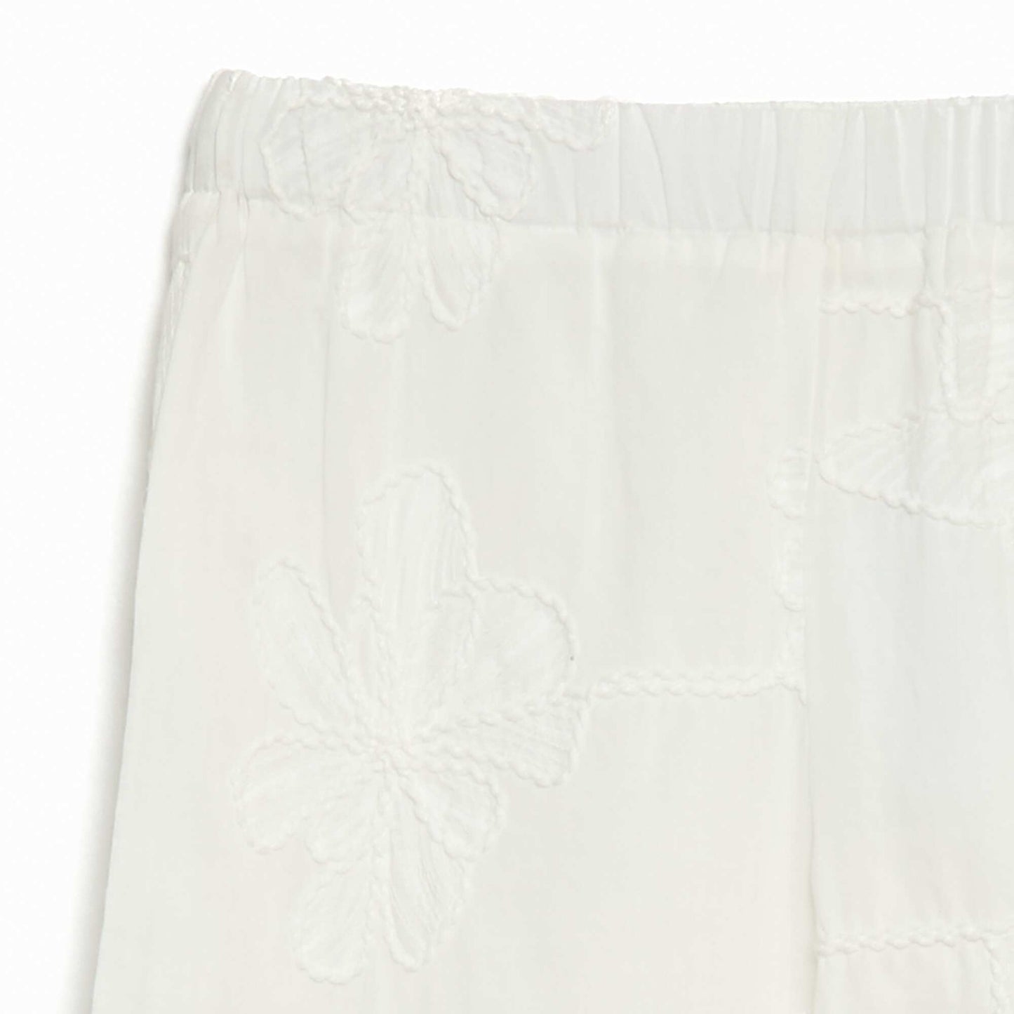 Pantalon large avec broderies BLANC