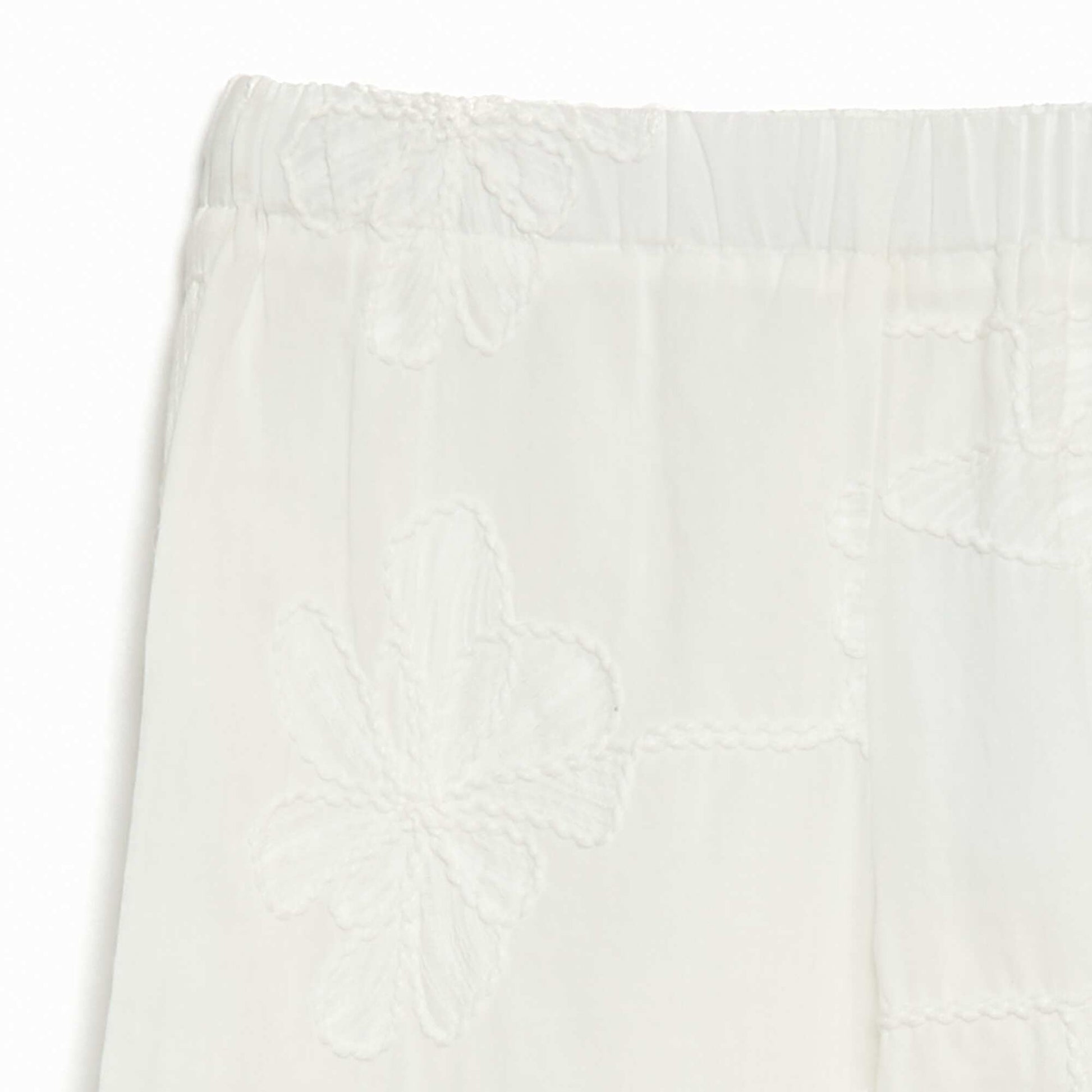 Pantalon large avec broderies BLANC