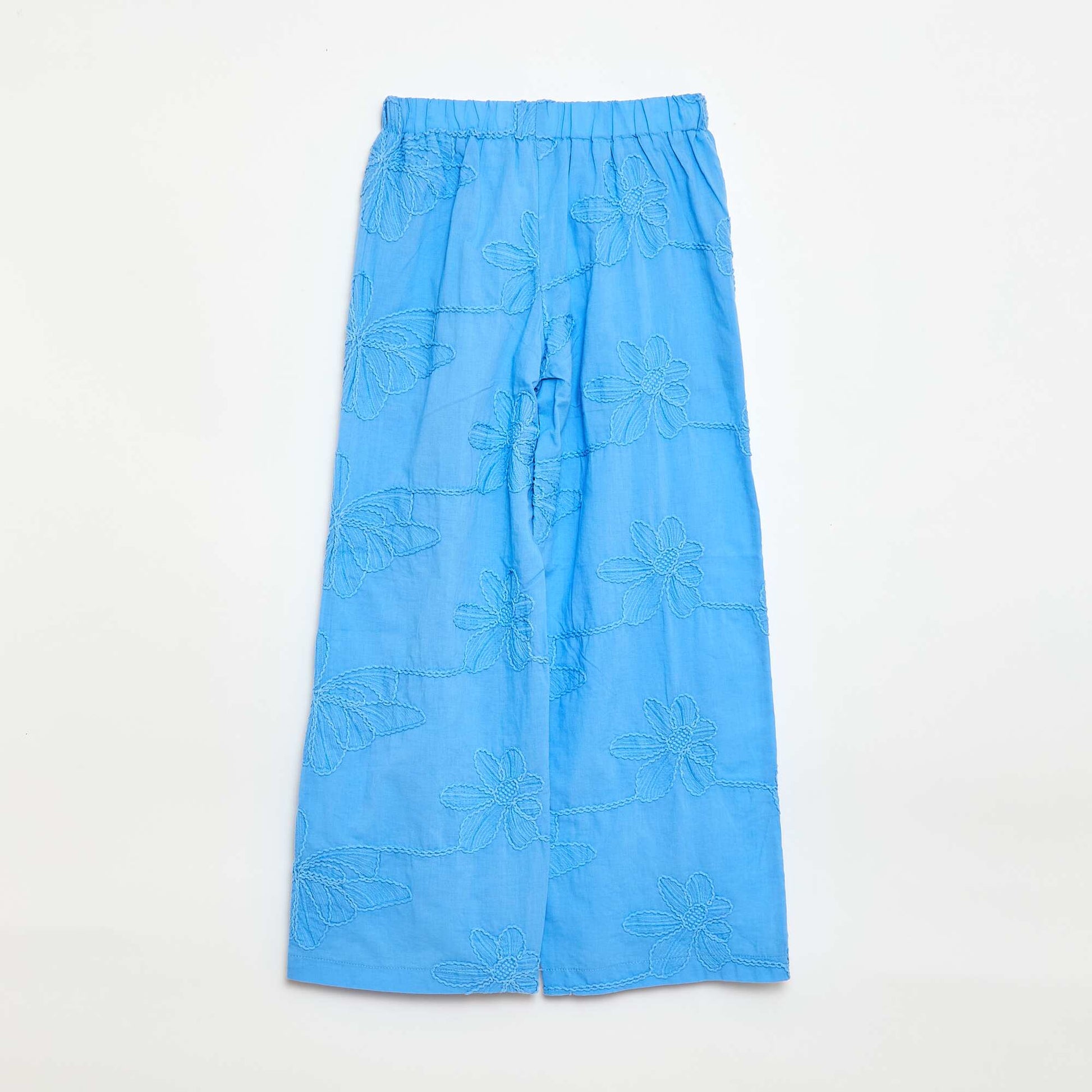 Pantalon large avec broderies BLEU
