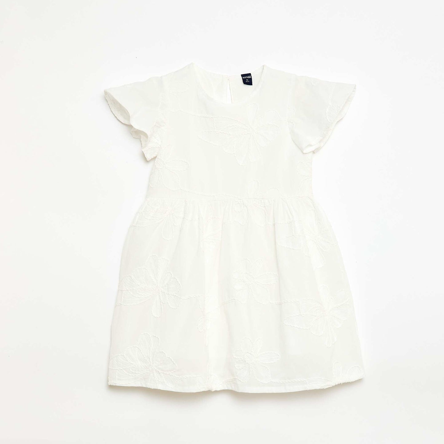 Robe avec broderies fleurs fantaisies BLANC