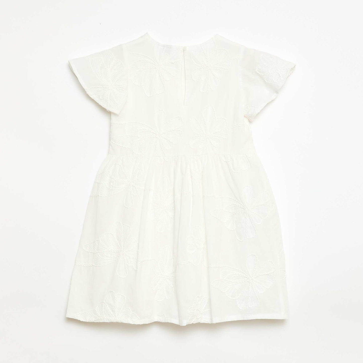 Robe avec broderies fleurs fantaisies BLANC