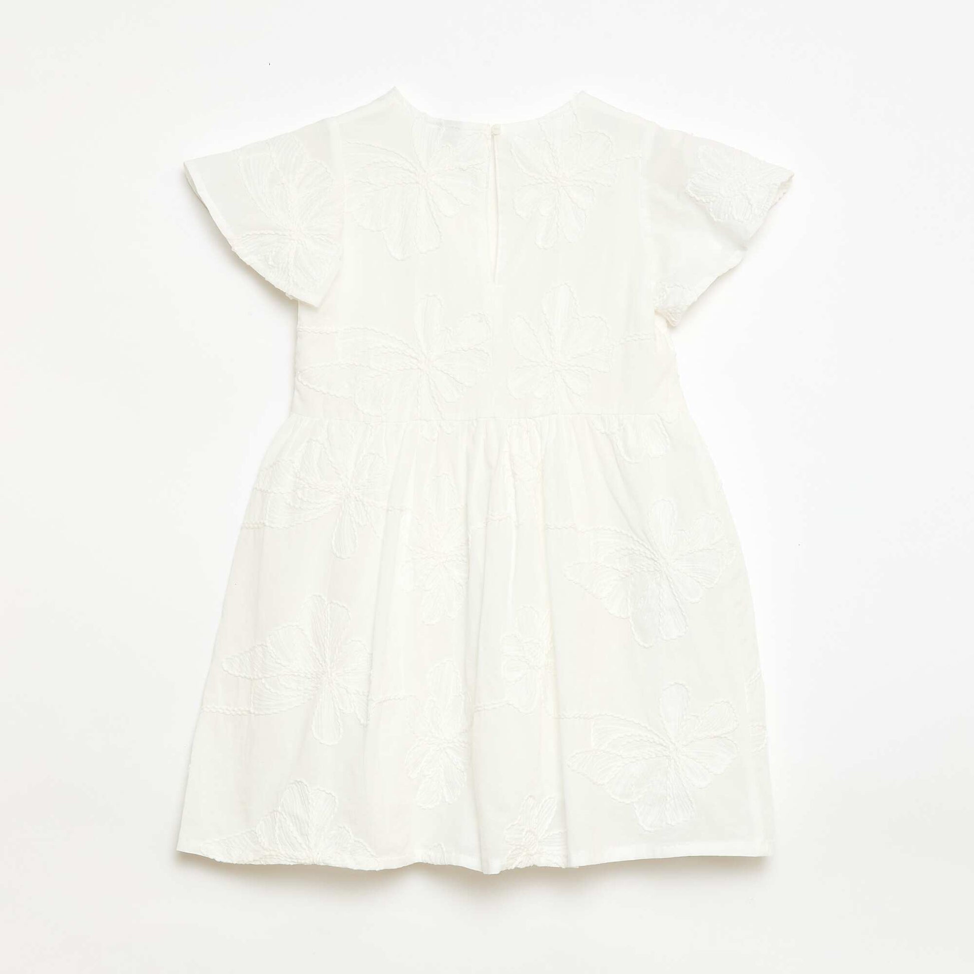 Robe avec broderies fleurs fantaisies BLANC