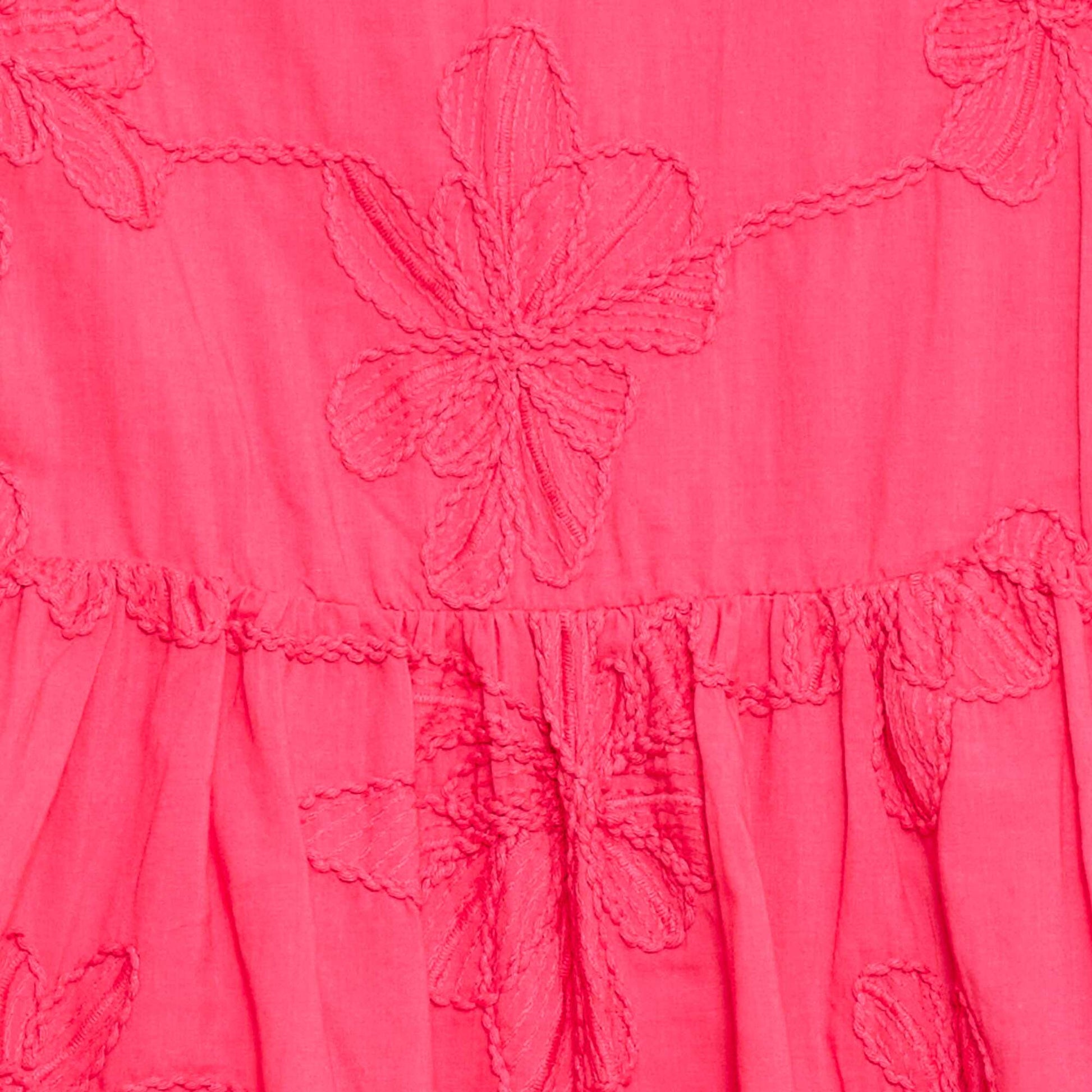 Robe avec broderies fleurs fantaisies ROSE