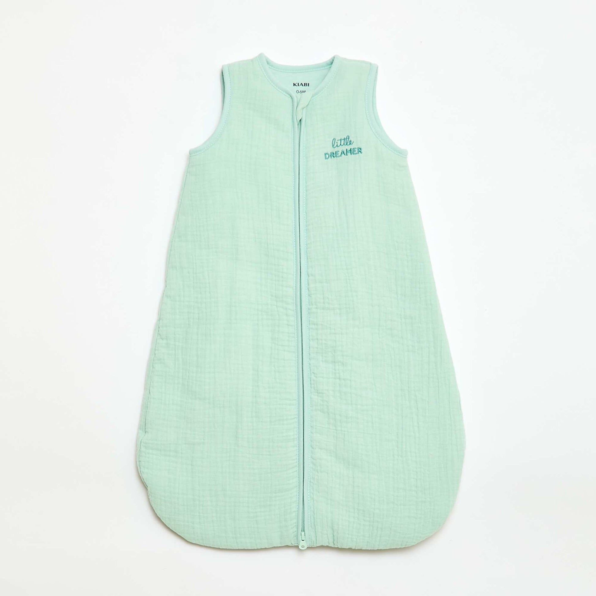 Gigoteuse sans manches zippée en coton BLEU