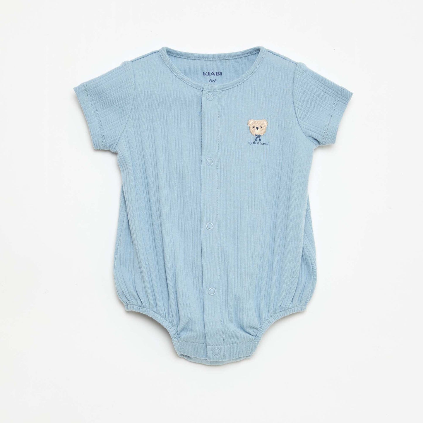 Barboteuse unie sans manches col rond BLEU