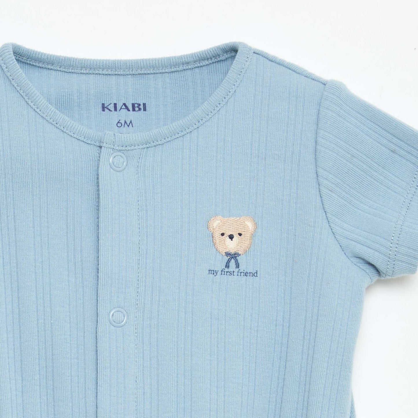 Barboteuse unie sans manches col rond BLEU