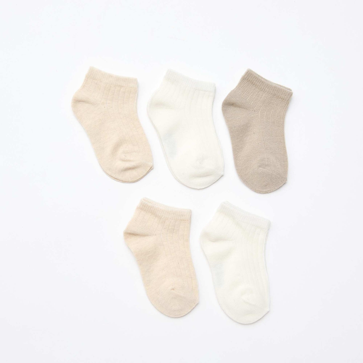 Lot de 5 paires de chaussettes en maille côtelée BEIGE