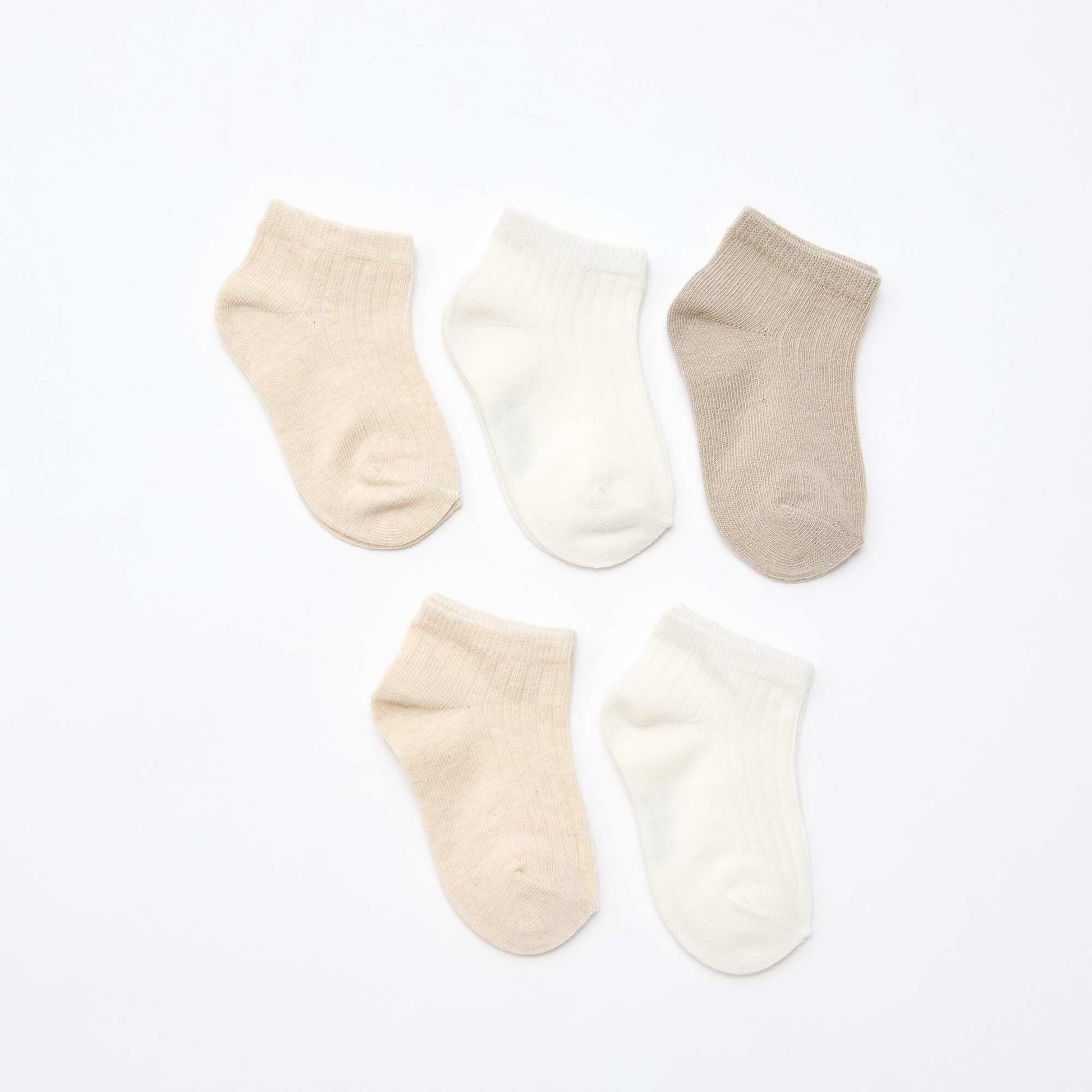 Lot de 5 paires de chaussettes en maille côtelée BEIGE