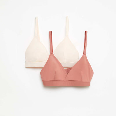 Lot de 2 soutien-gorge triangles en microfibre BLANC