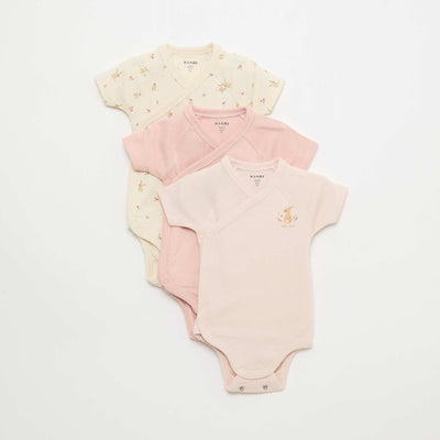 Lot de 3 bodies évolutifs à manches courtes ROSE