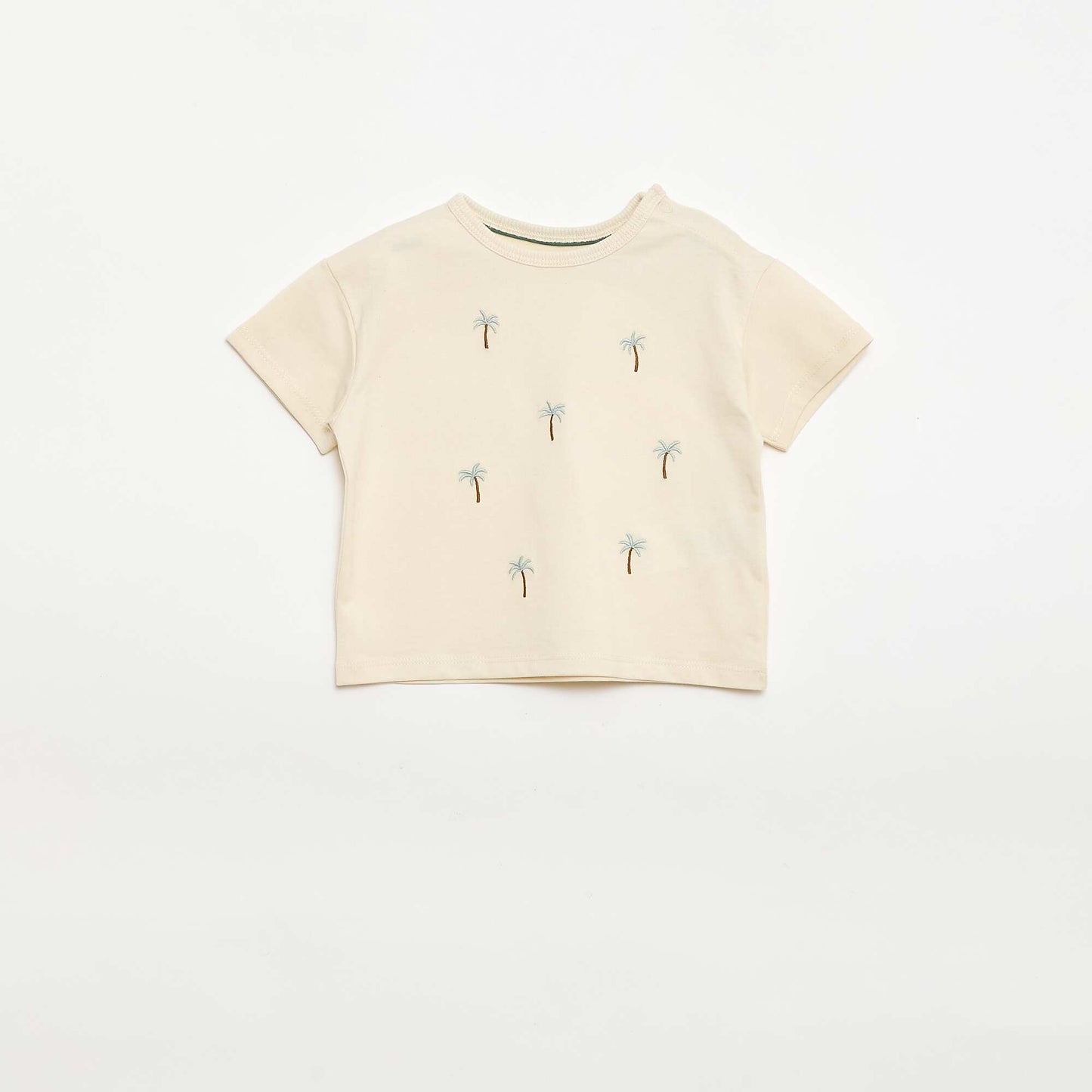 T-shirt imprimé tropique' manches courtes en coton BLANC