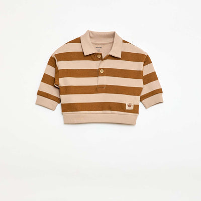 Sweat-shirt à manches longues col polo BEIGE