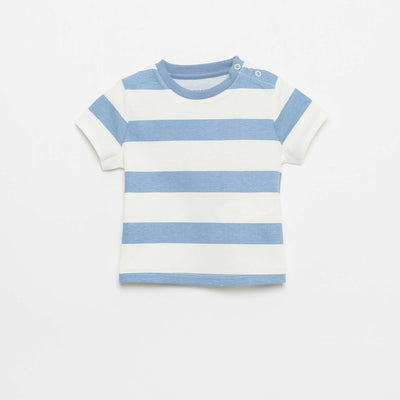 T-shirt uni en jersey coton BLEU