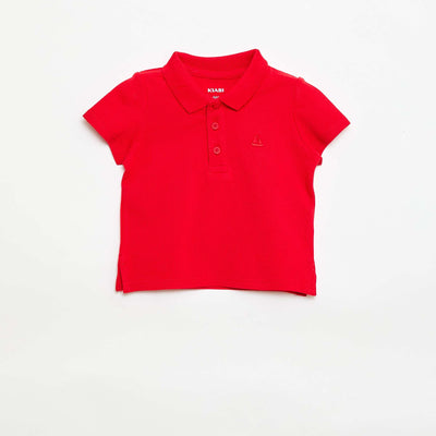 Polo en coton piqué à manches courtes ROUGE