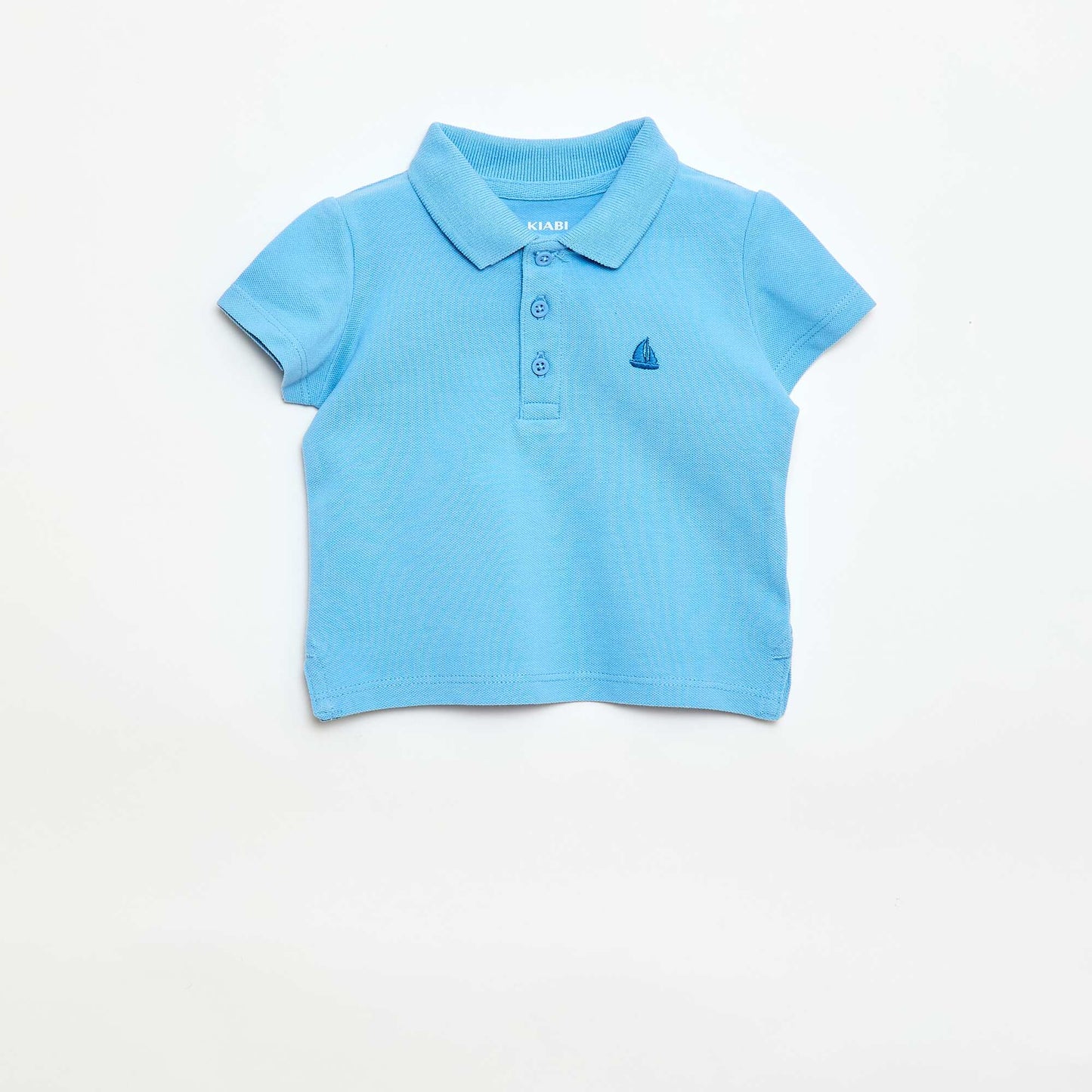 Polo en coton piqué à manches courtes BLEU