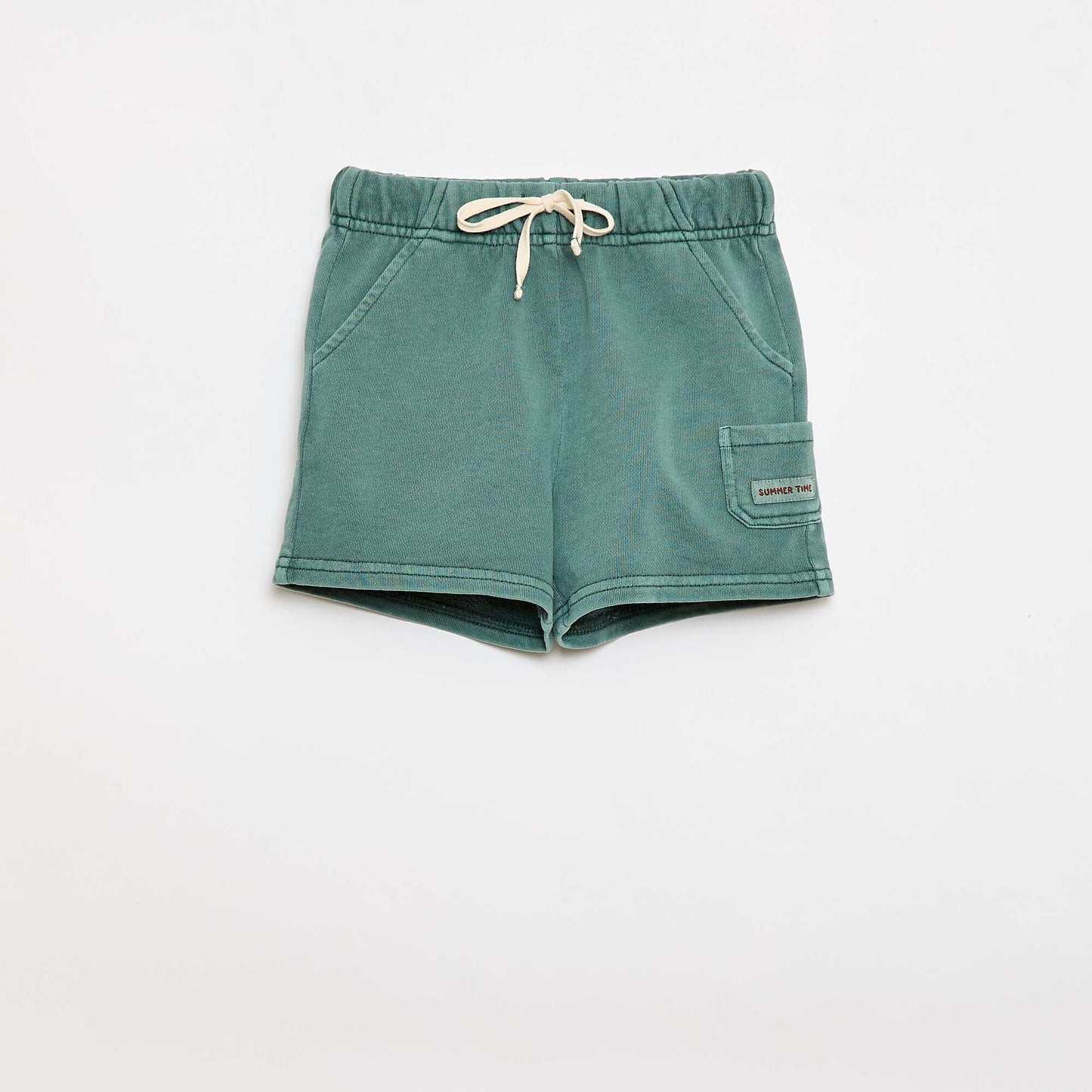 Short droit en french terry en coton uni VERT