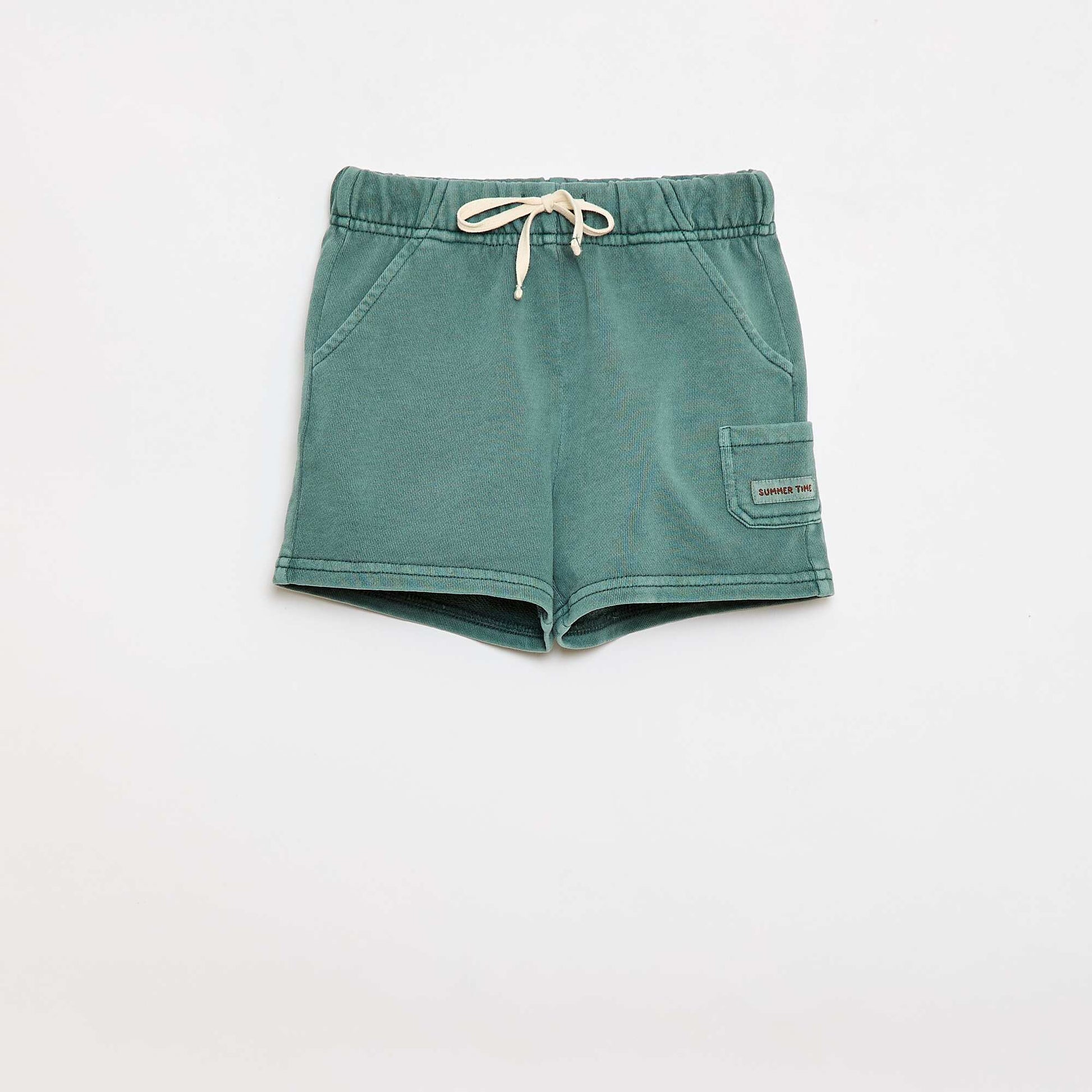 Short droit en french terry en coton uni VERT