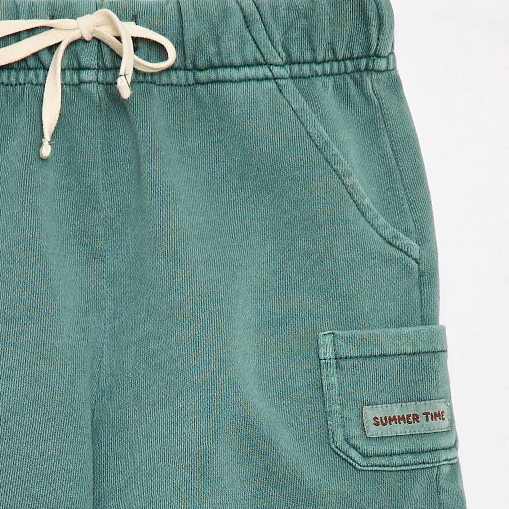 Short droit en french terry en coton uni VERT