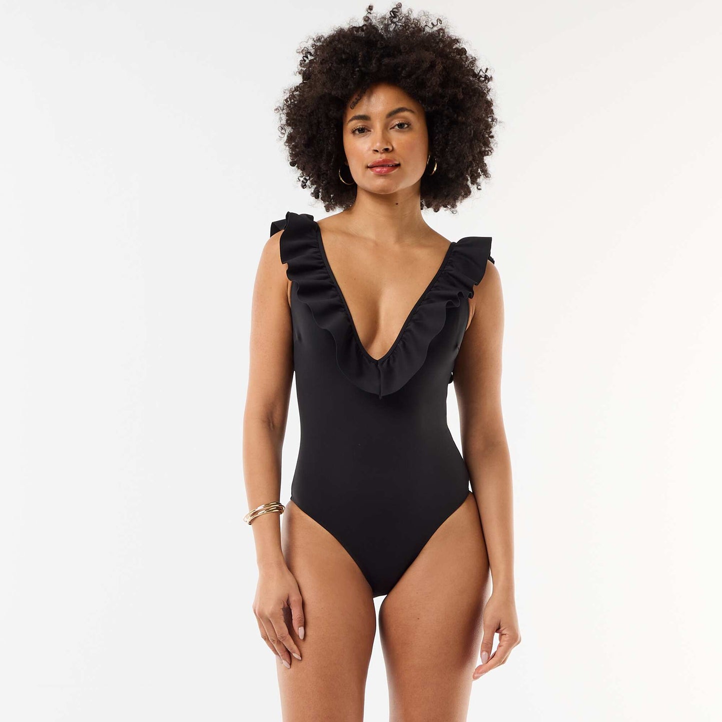 Maillot de bain 1 pièce décolleté plongeant NOIR