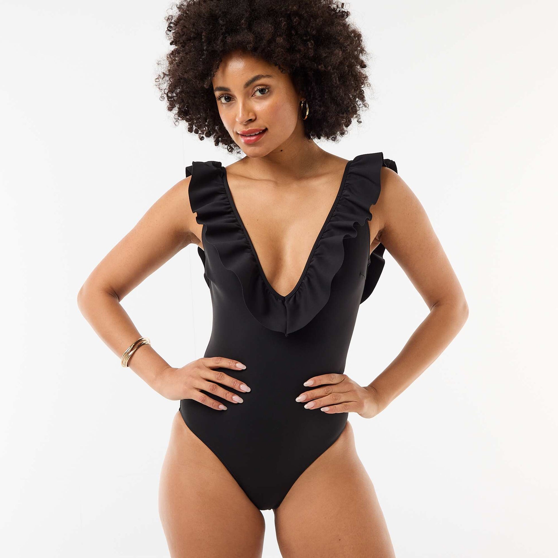 Maillot de bain 1 pièce décolleté plongeant NOIR