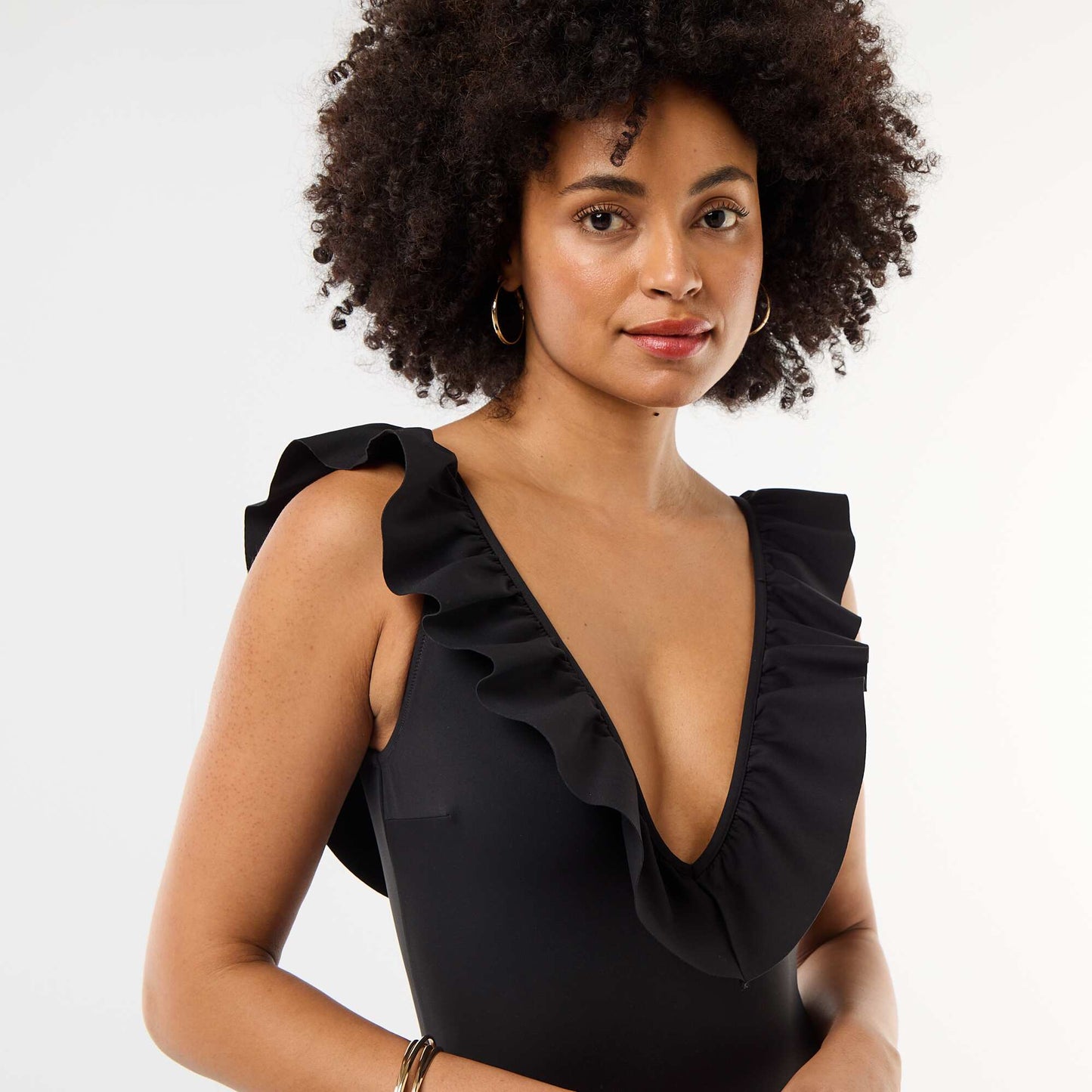 Maillot de bain 1 pièce décolleté plongeant NOIR