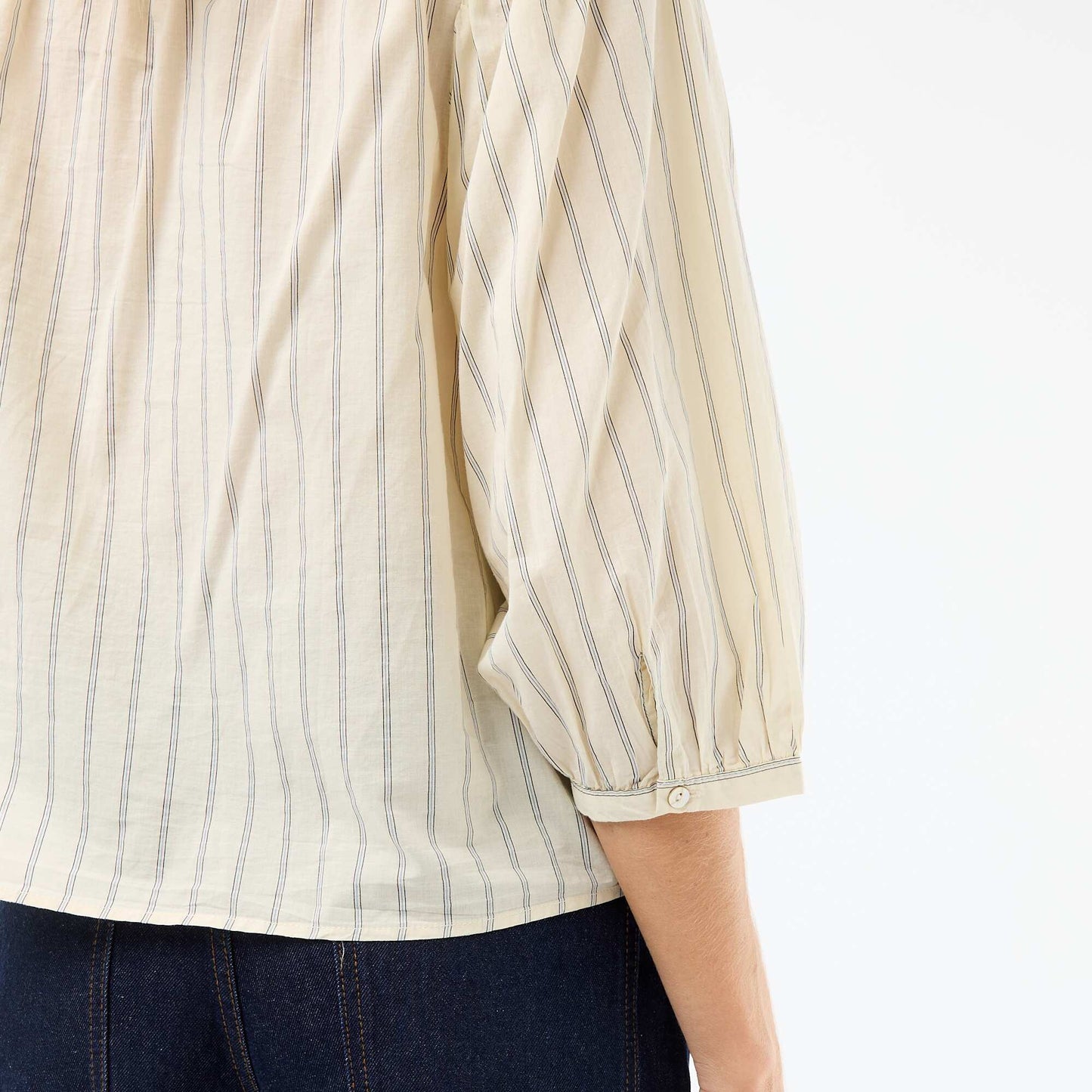 Chemise à col mao et manches 3/4 JAUNE