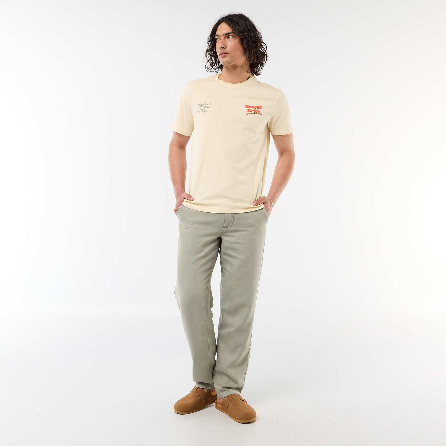 Tee-shirt imprimé recto/verso à manches courtes BEIGE