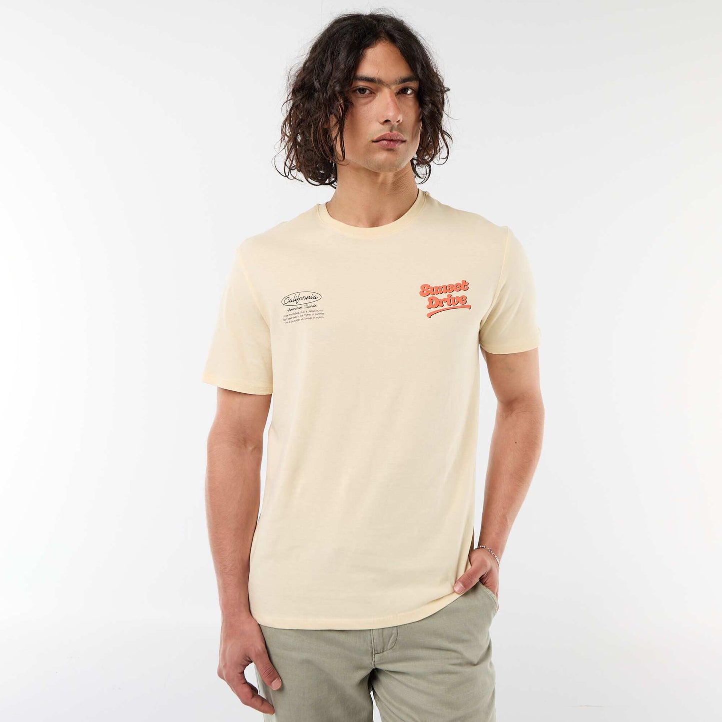 Tee-shirt imprimé recto/verso à manches courtes BEIGE