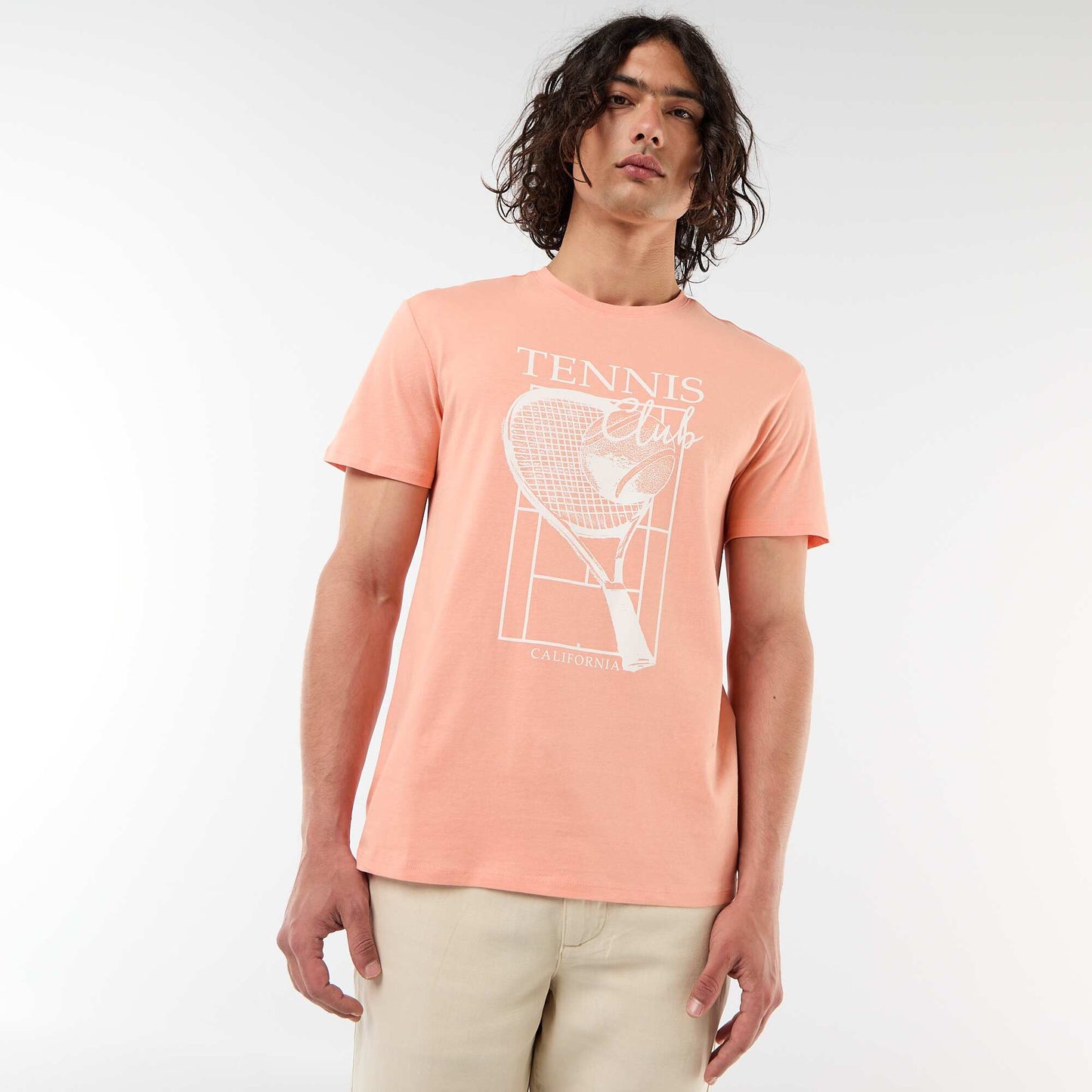 Tee-shirt imprimé recto/verso à manches courtes ORANGE
