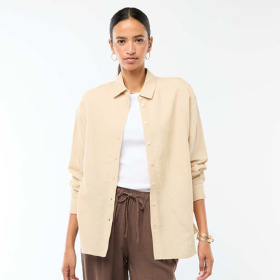 Chemise en lin mélangé BEIGE