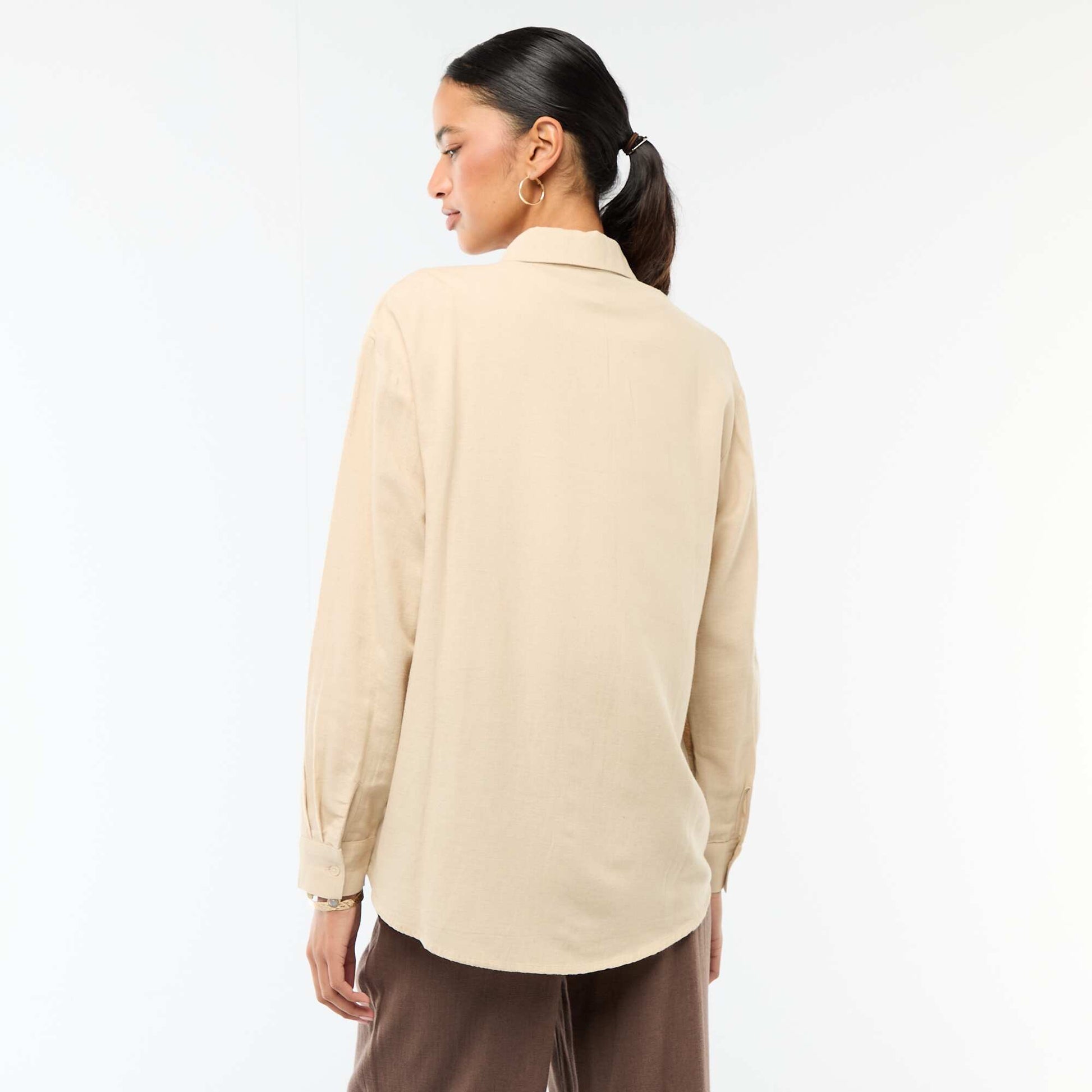 Chemise en lin mélangé BEIGE