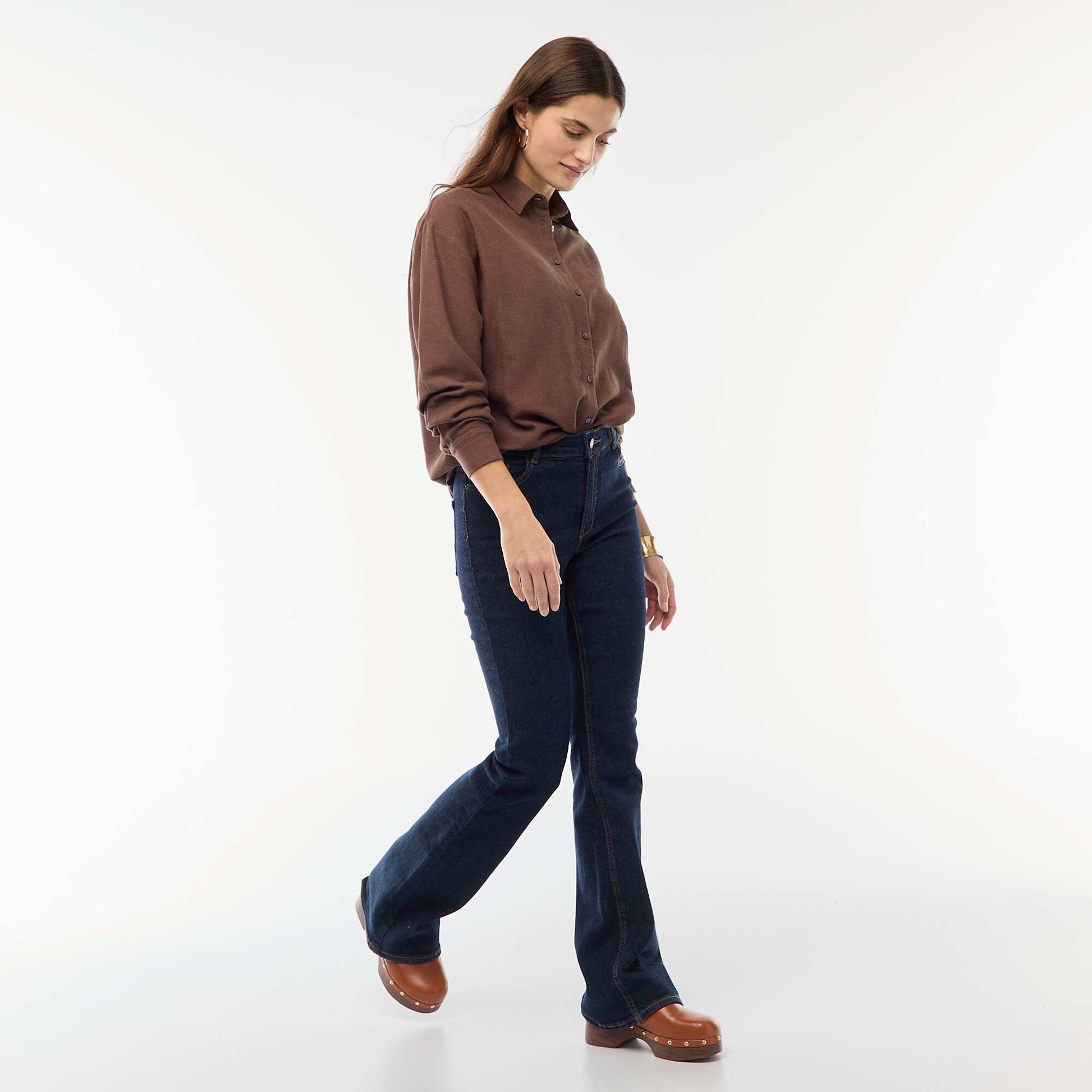 Chemise en lin mélangé MARRON