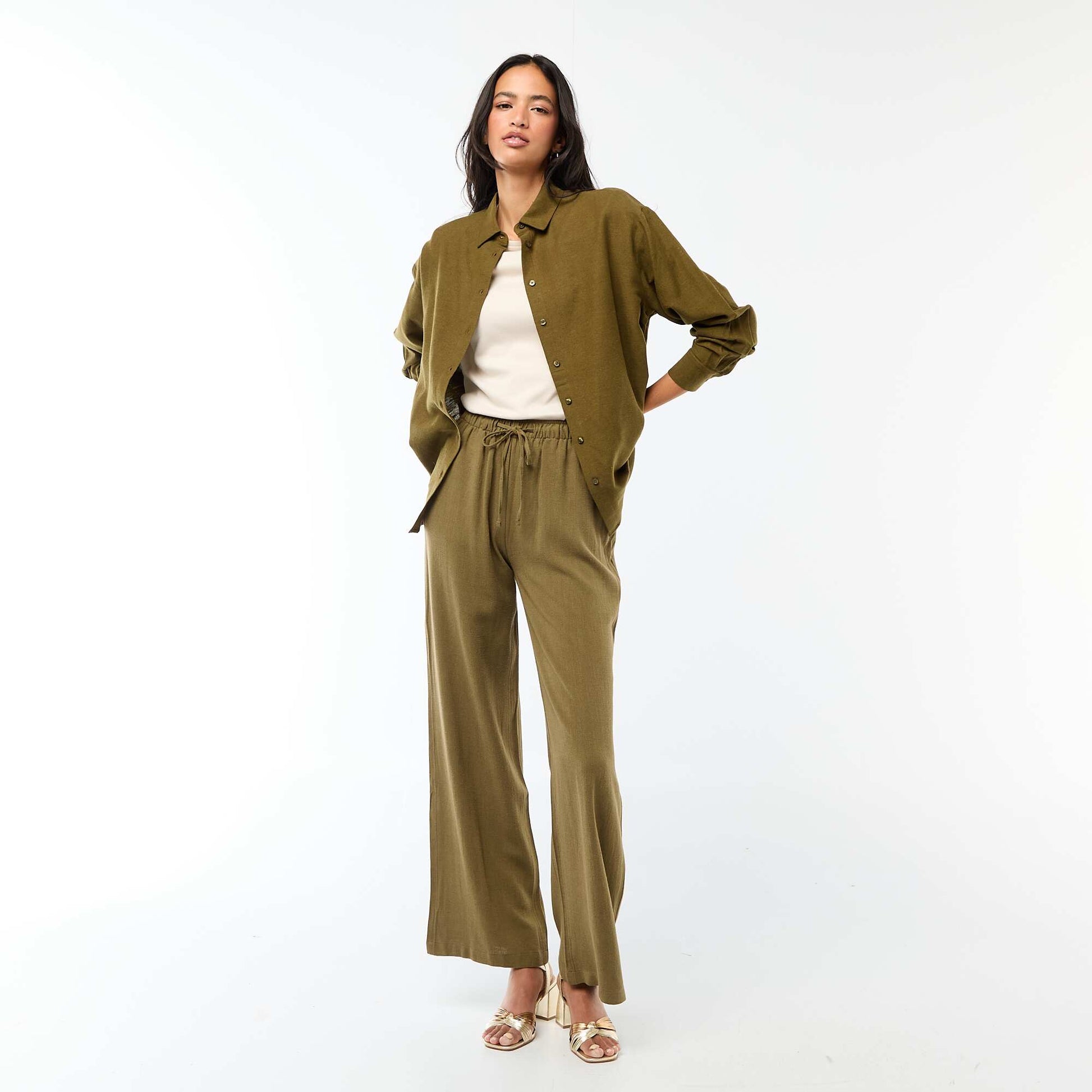Chemise en lin mélangé KAKI