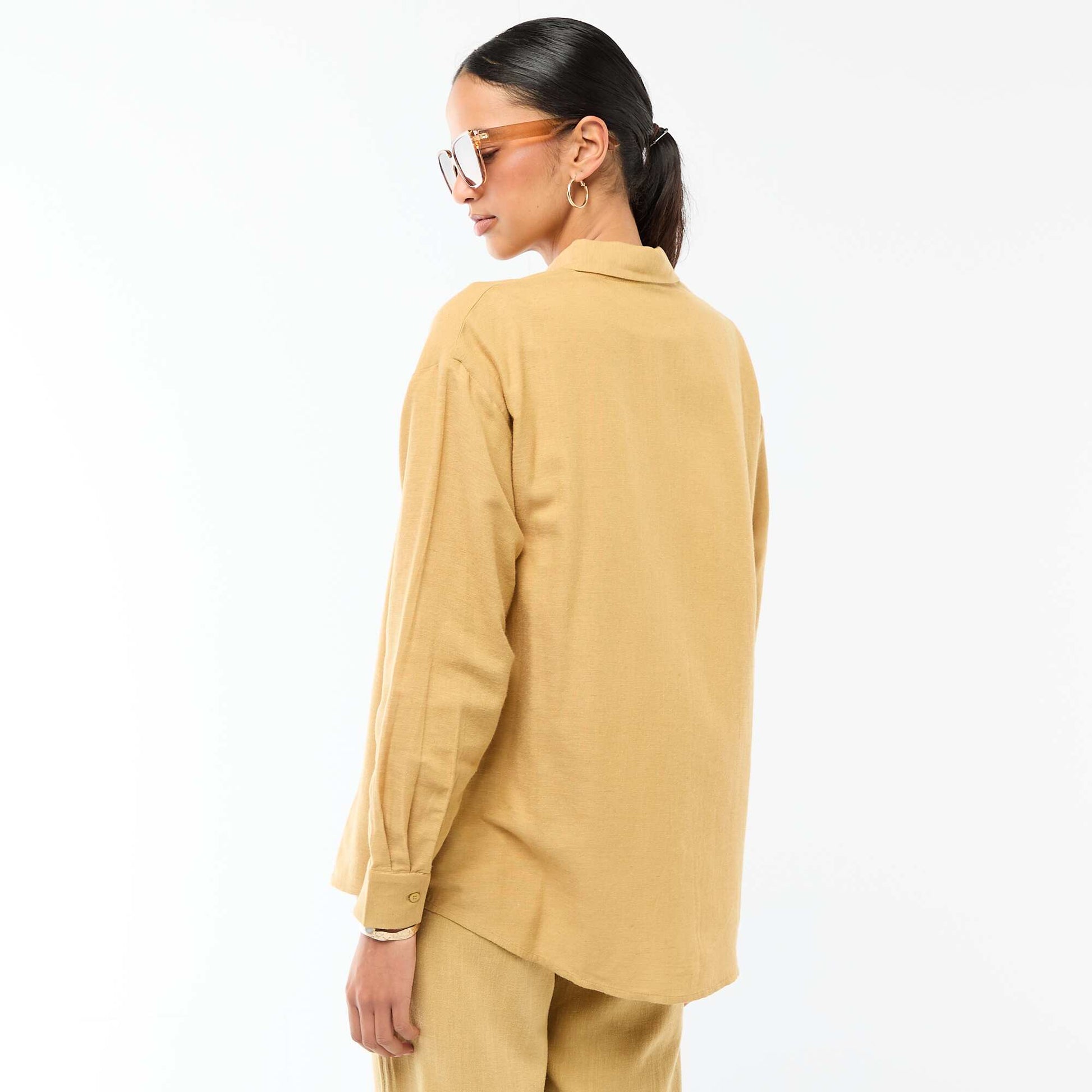 Chemise en lin mélangé VERT